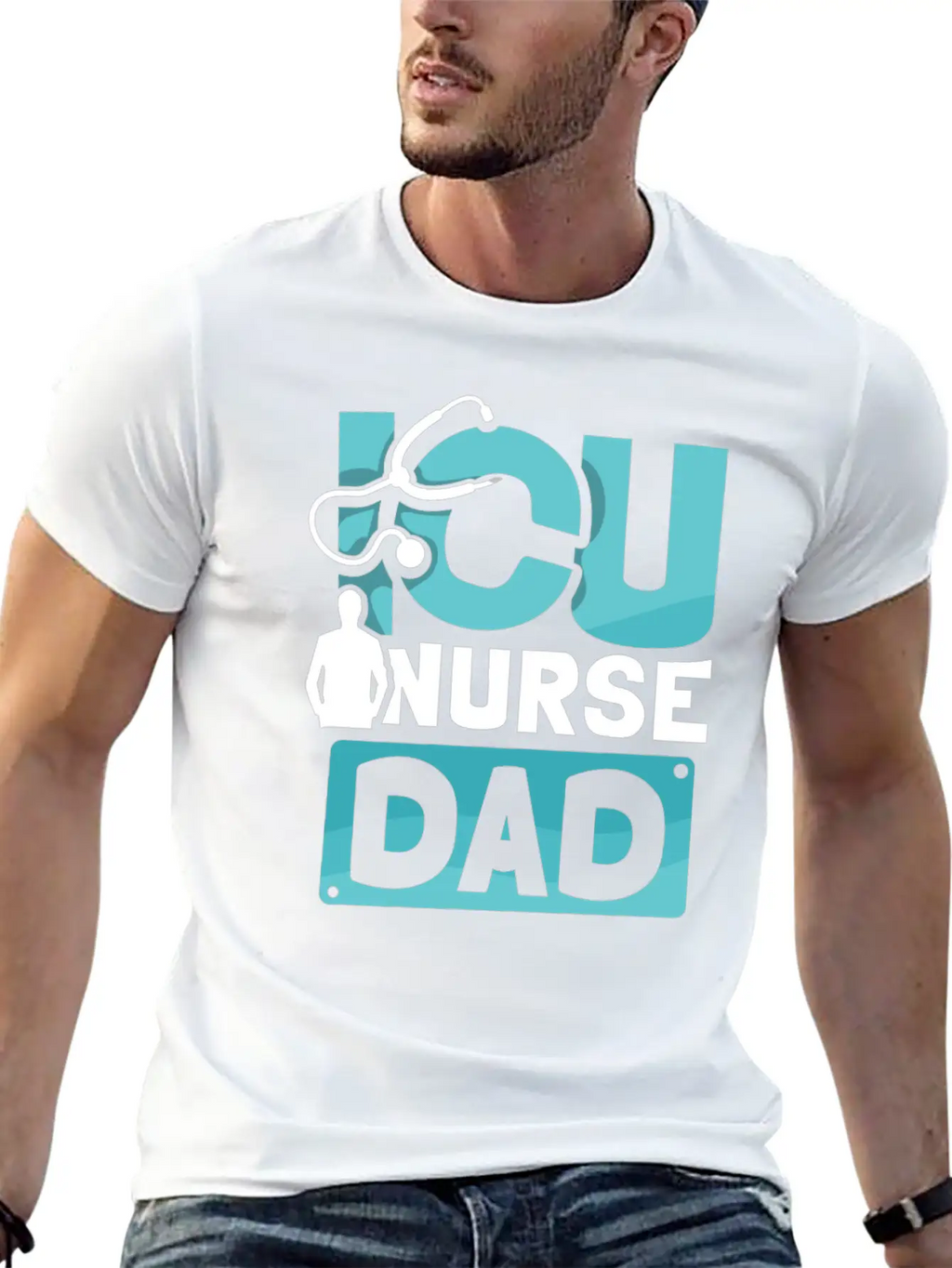 ICU Nurse Dad ICE Nursing Intensive Care Hospital Unisex Short Sleeve Soft Cotton T-Shirt – Casual Everyday Wear