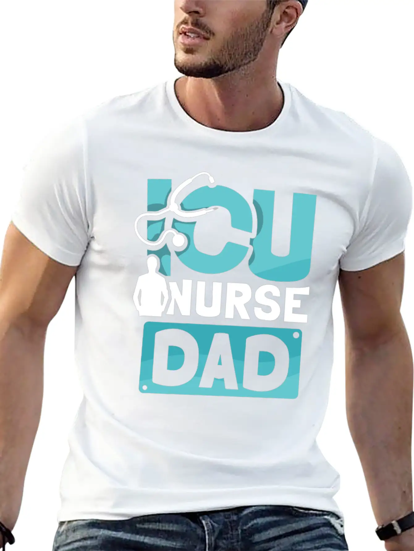 ICU Nurse Dad ICE Nursing Intensive Care Hospital Unisex Short Sleeve Soft Cotton T-Shirt – Casual Everyday Wear