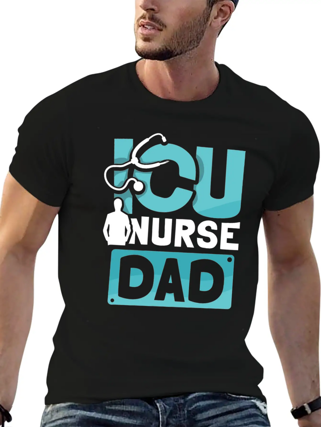 ICU Nurse Dad ICE Nursing Intensive Care Hospital Unisex Short Sleeve Soft Cotton T-Shirt – Casual Everyday Wear