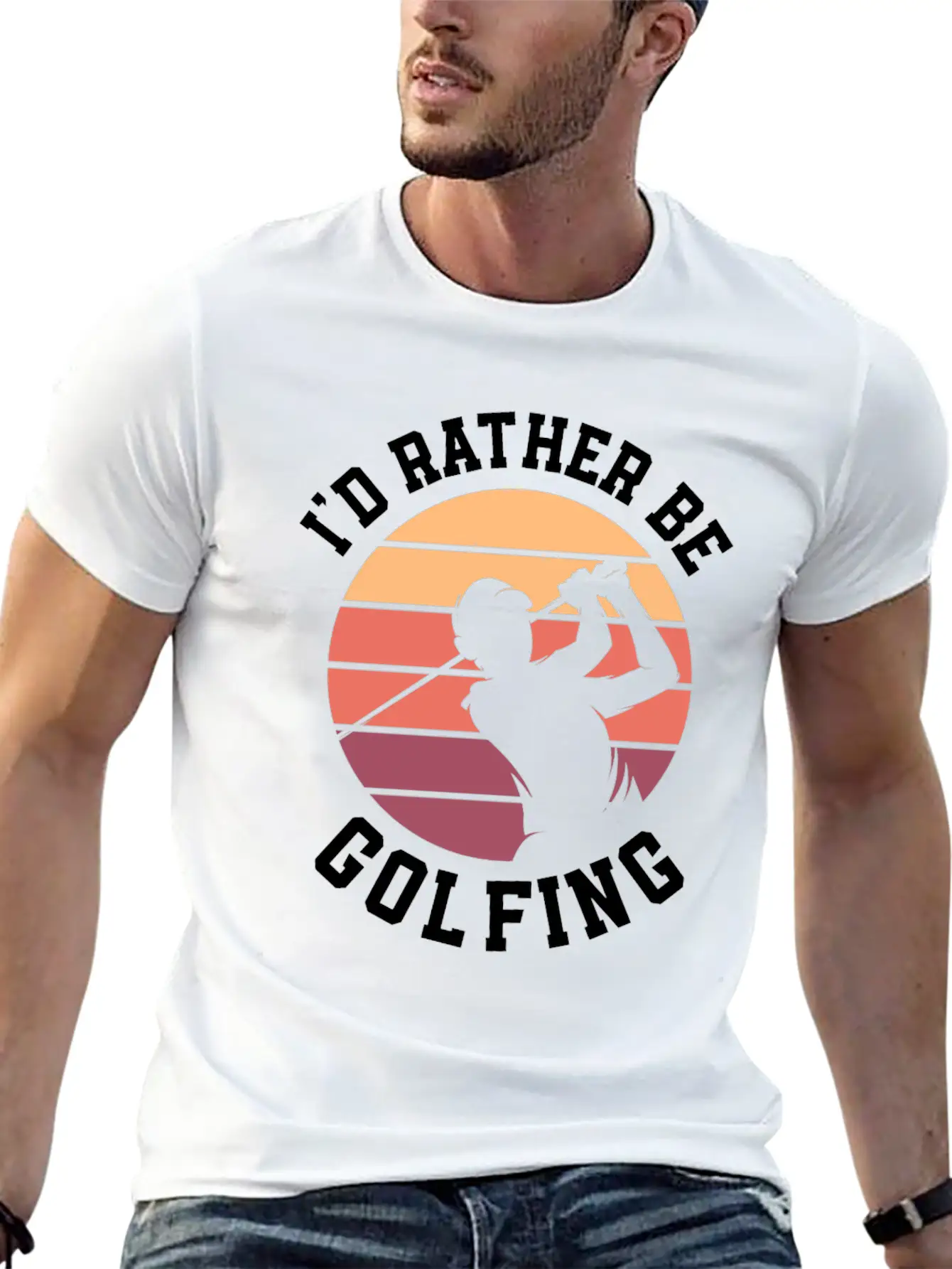 I'd Rather Be Golfing Golf Cart Golf Golfer Stylish Everyday T-Shirt – Unisex Basic Cotton Tee