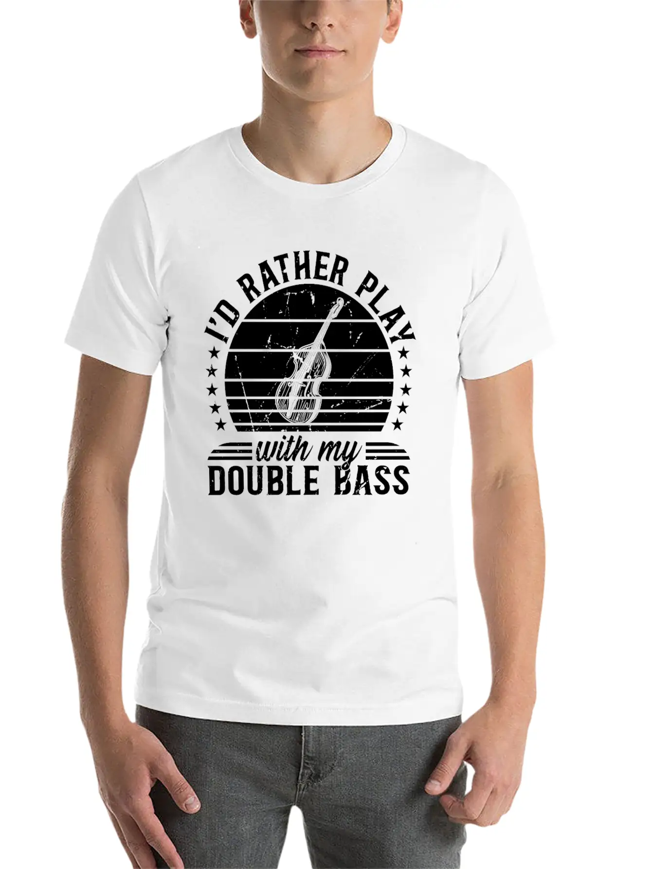 I'd Rather Play With My Double Bass - Double Bass Casual Graphic T-Shirt – Simple And Comfortable Daily Wear