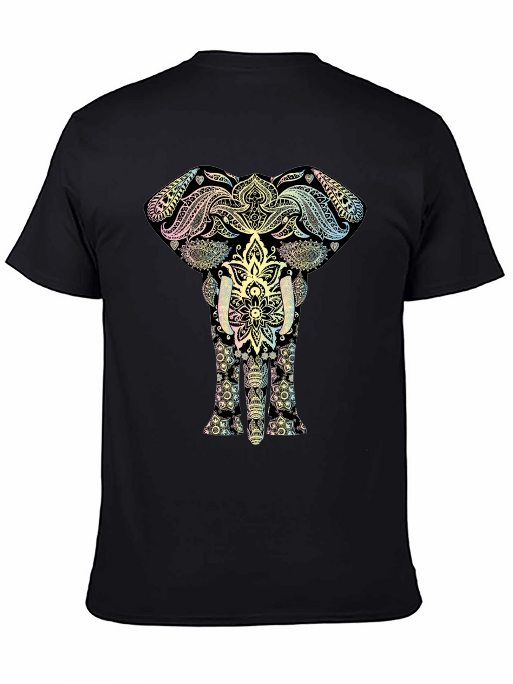 Elephant Mandala Graphic Tee - Black Cotton
