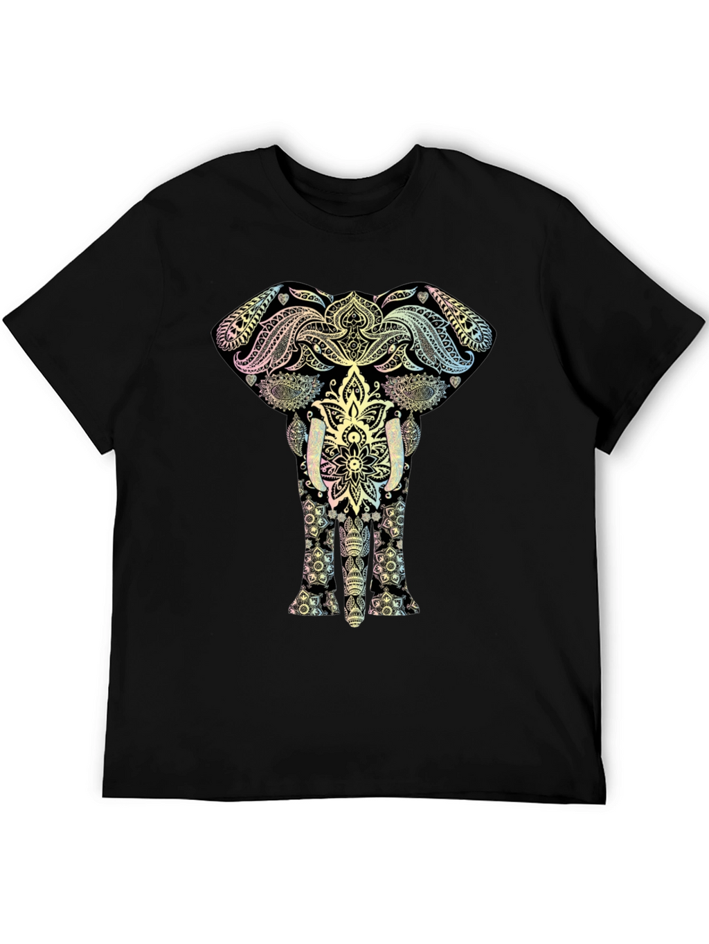 Elephant Mandala Graphic Tee - Black Cotton