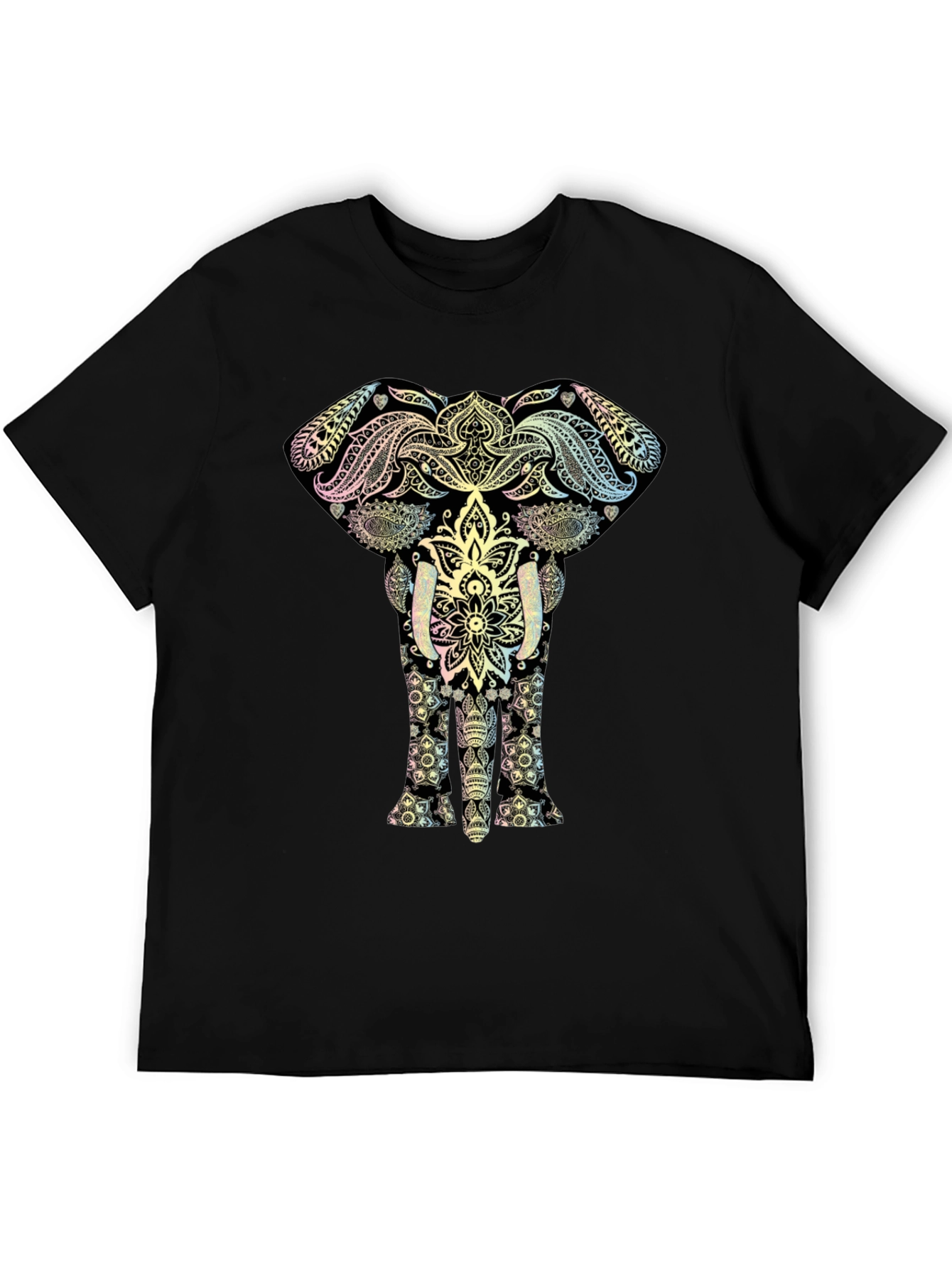 Elephant Mandala Graphic Tee - Black Cotton