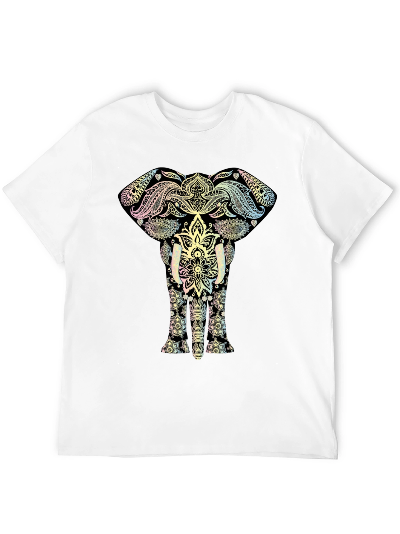 Elephant Mandala Graphic Tee - Black Cotton