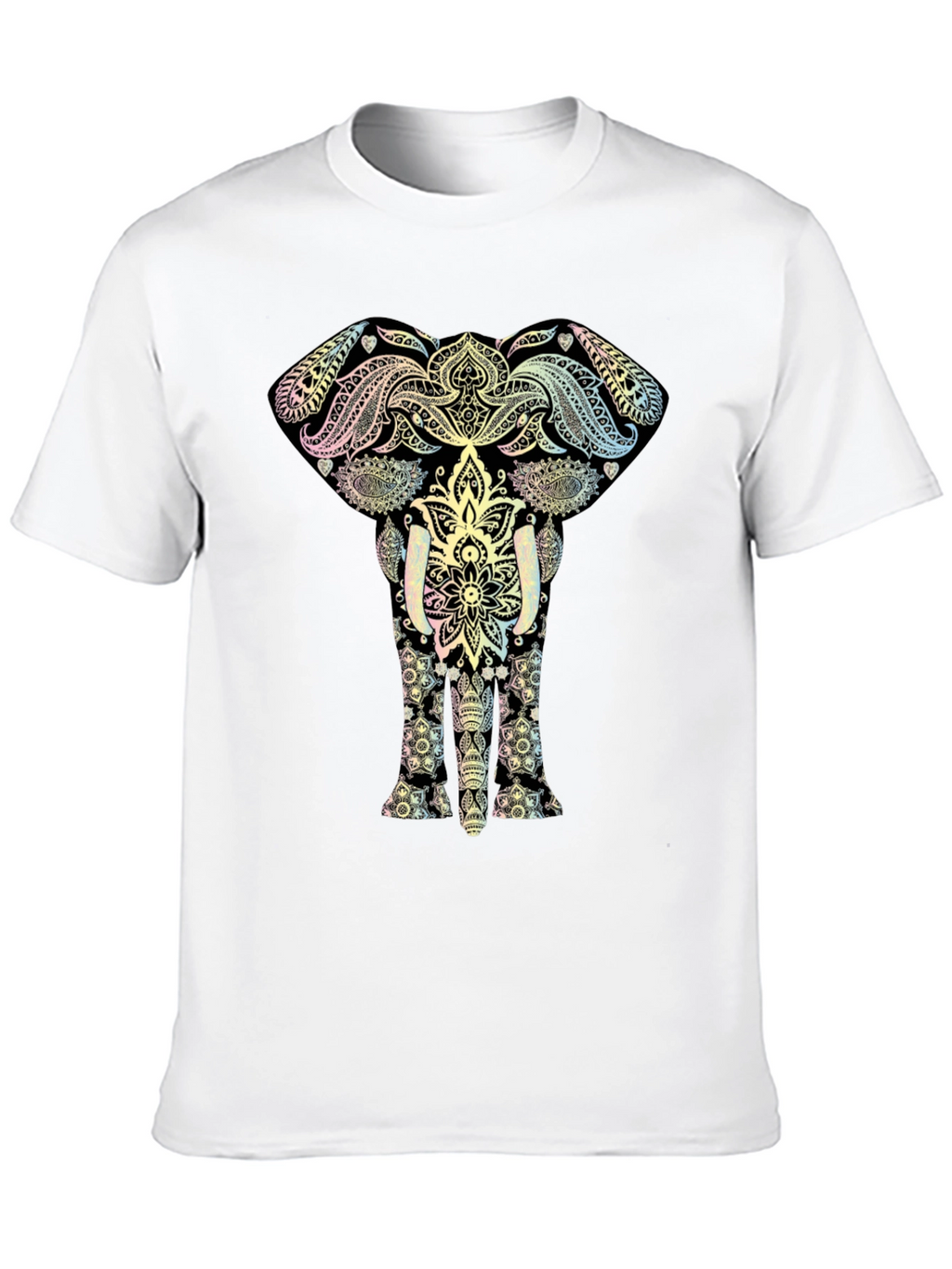 Elephant Mandala Graphic Tee - Black Cotton