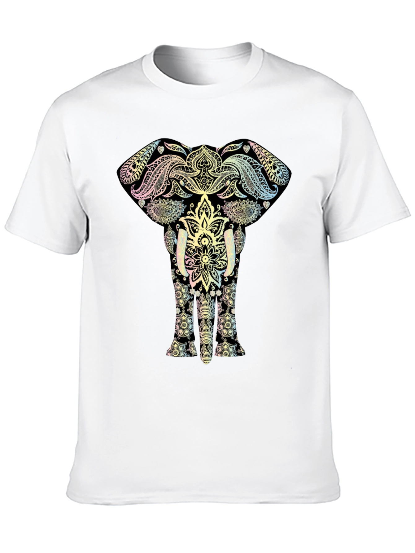 Elephant Mandala Graphic Tee - Black Cotton