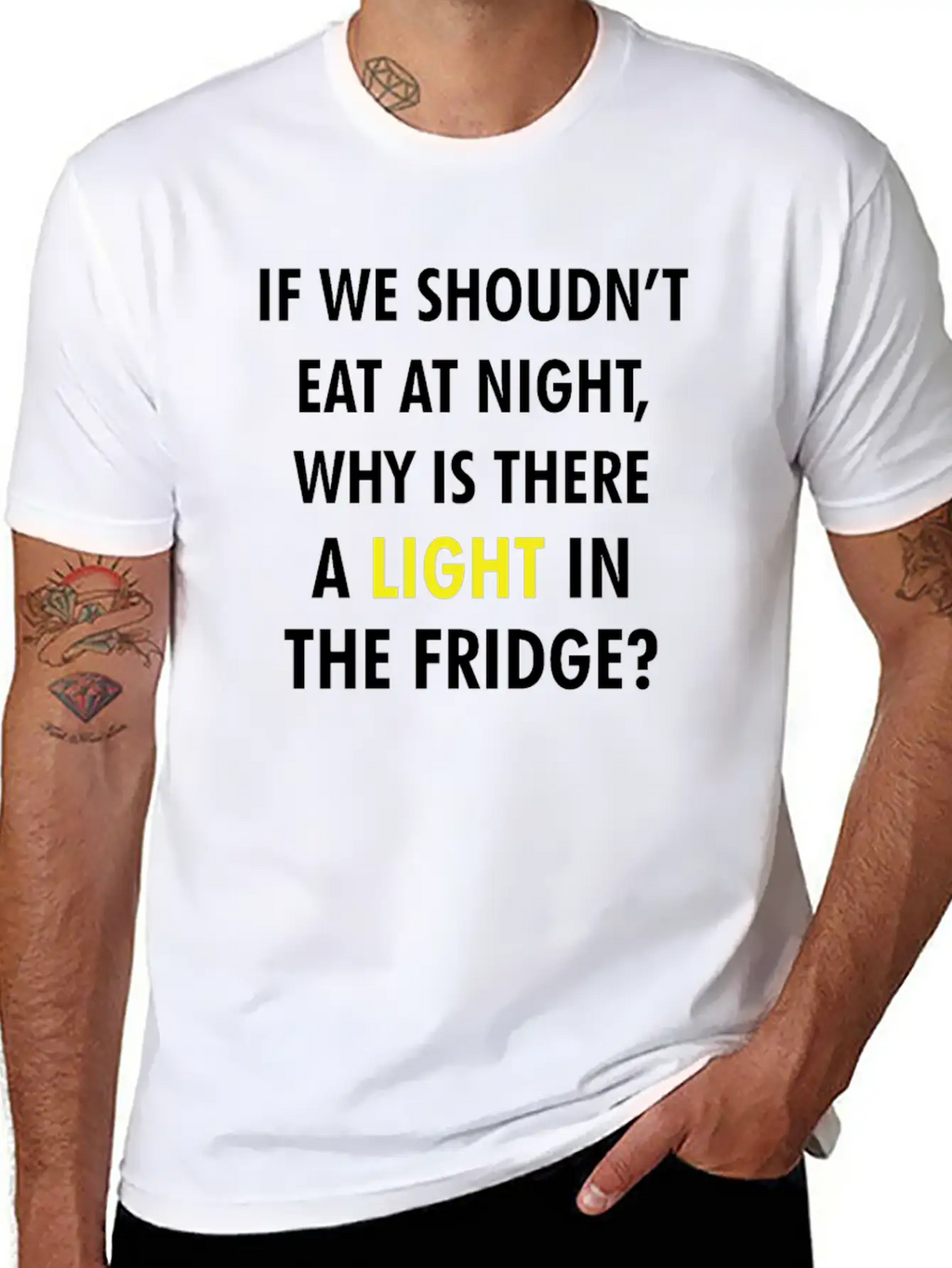 IF WE SHOULDN'T EAT AT NIGHT FUNNY JOKE Breathable Graphic T-Shirt – Perfect For Casual Days