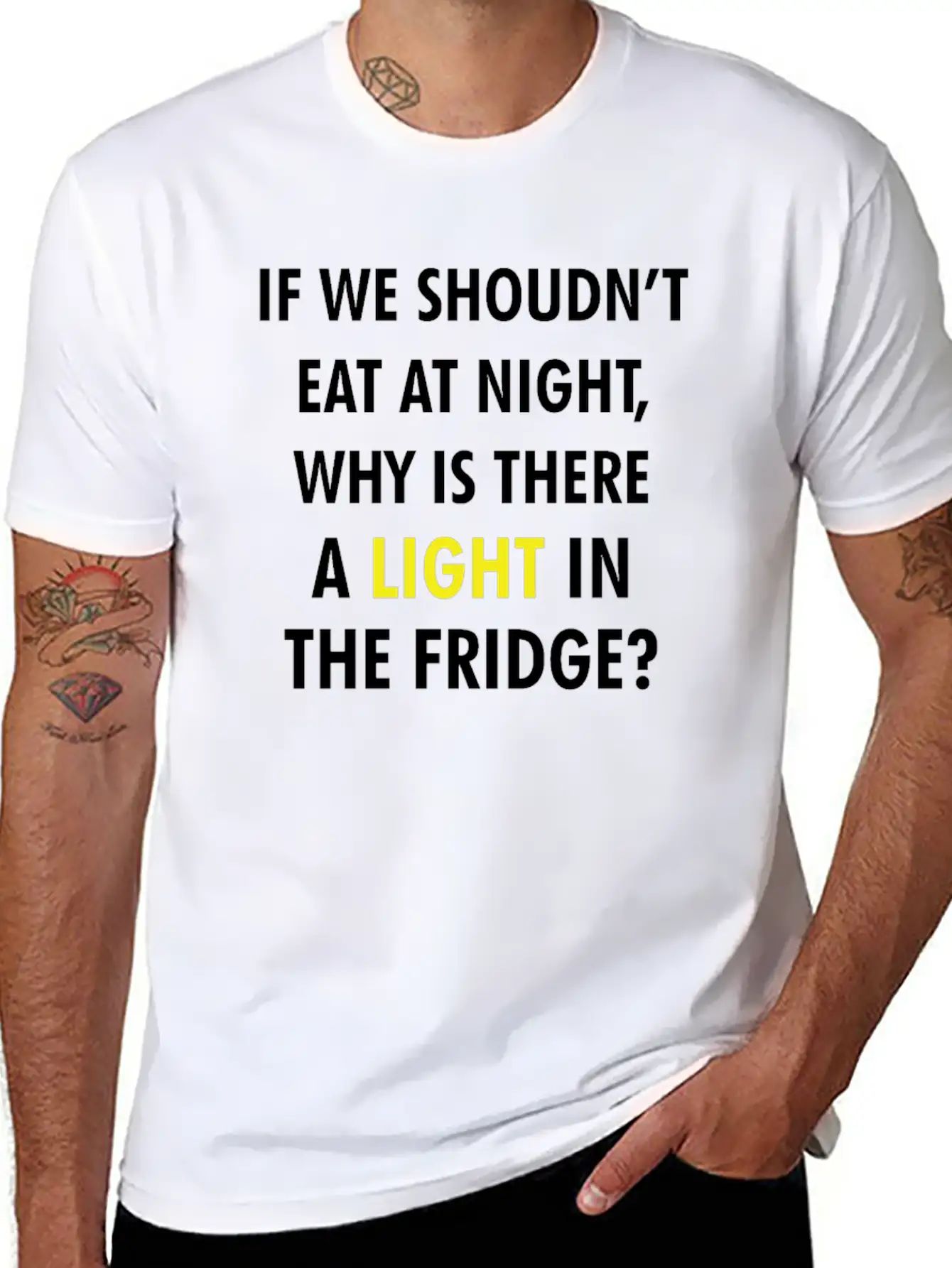 IF WE SHOULDN'T EAT AT NIGHT FUNNY JOKE Breathable Graphic T-Shirt – Perfect For Casual Days