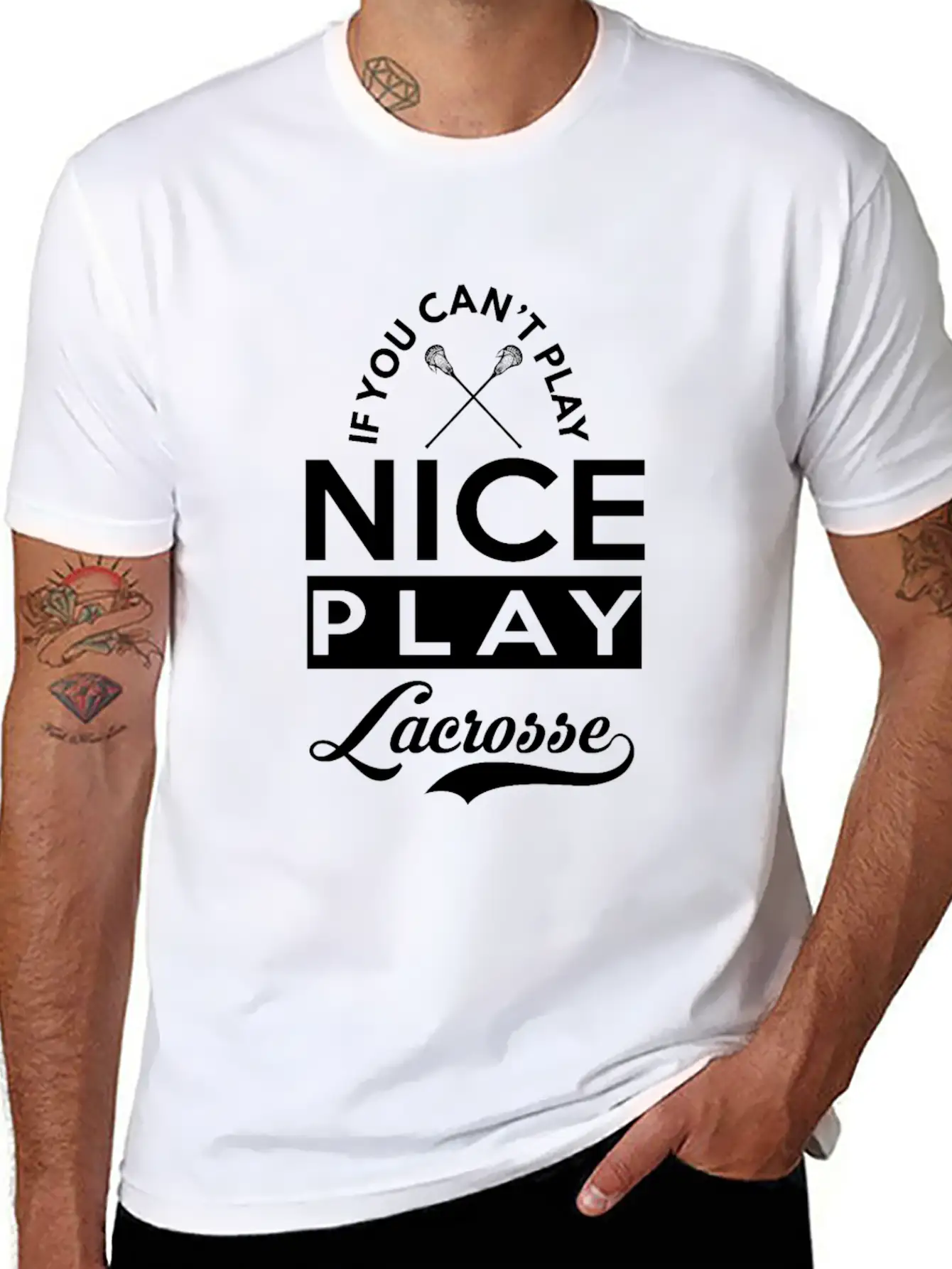If You Can't Play Nice, Play Lacrosse Classic Fit Graphic Tee For Daily Comfort – Unisex Cotton Shirt