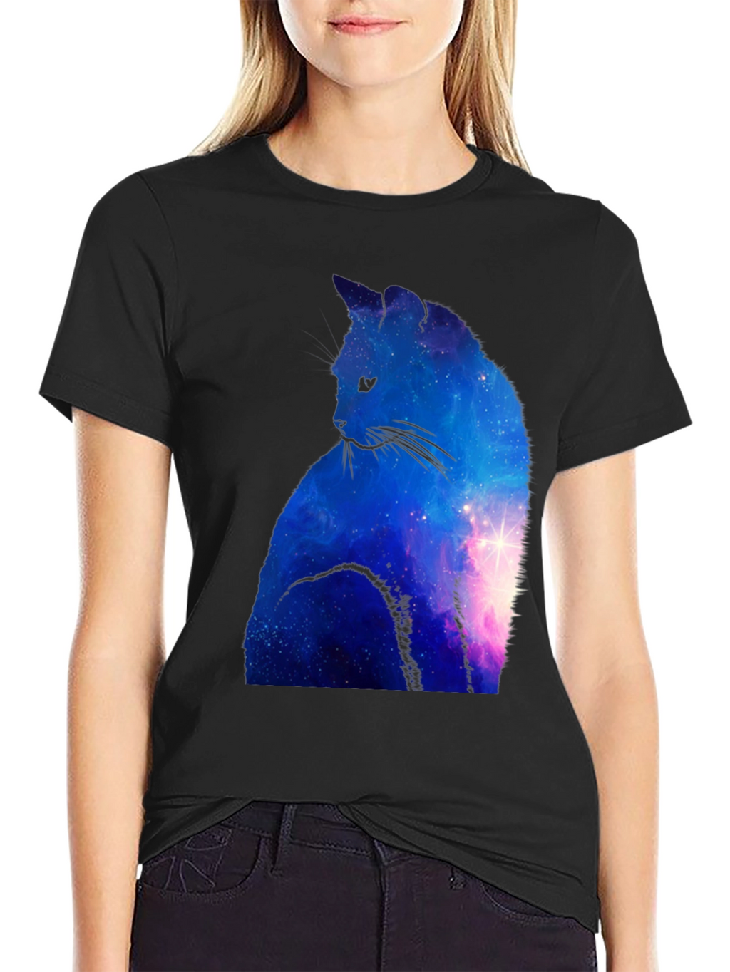 Galaxy Cat Graphic Tee - Cosmic Style