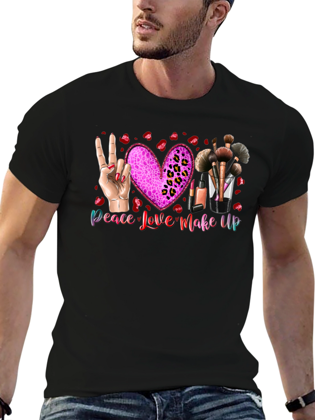 Peace Love Makeup T-Shirt Beauty Graphic Tee