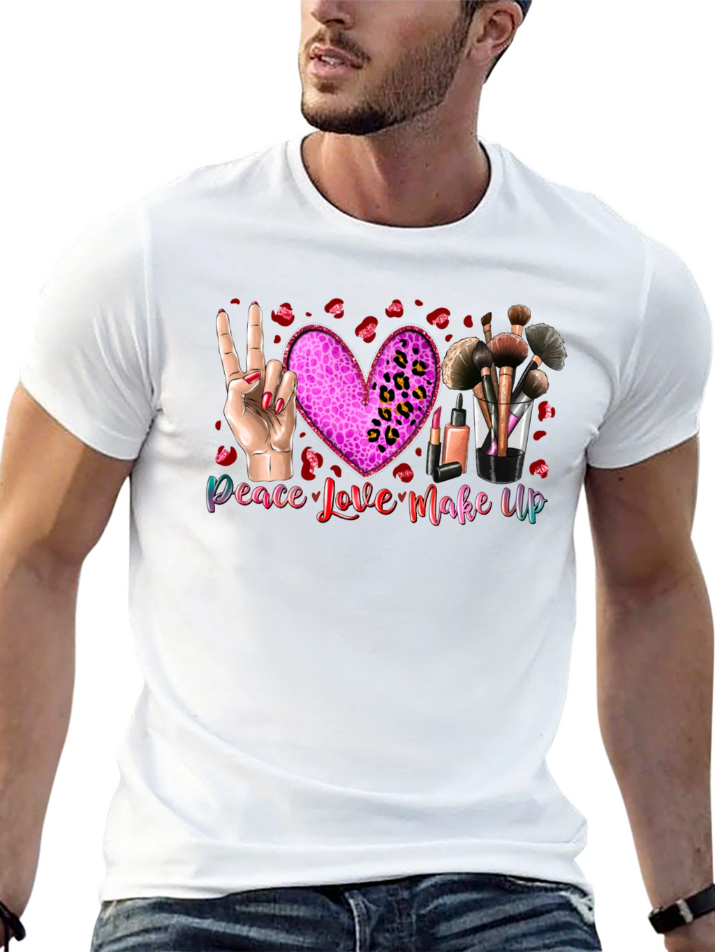 Peace Love Makeup T-Shirt Beauty Graphic Tee