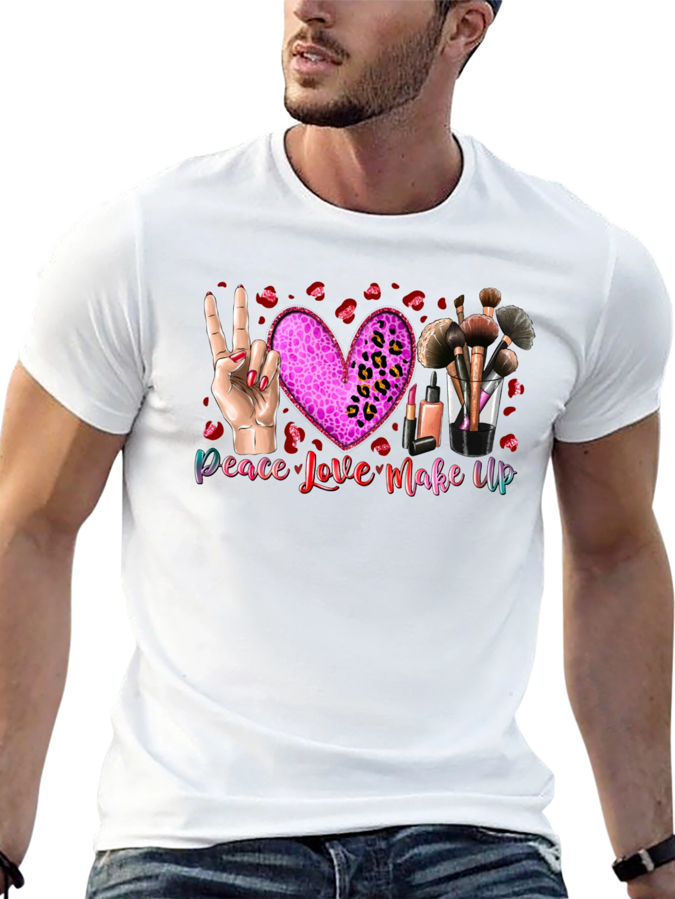 Peace Love Makeup T-Shirt Beauty Graphic Tee