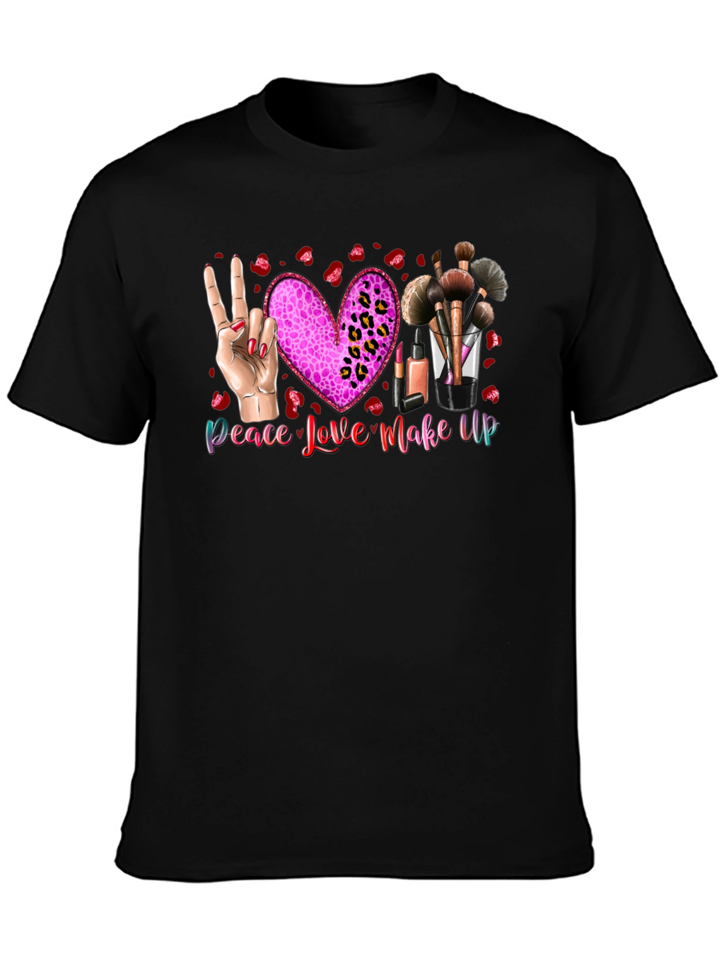 Peace Love Makeup T-Shirt Beauty Graphic Tee
