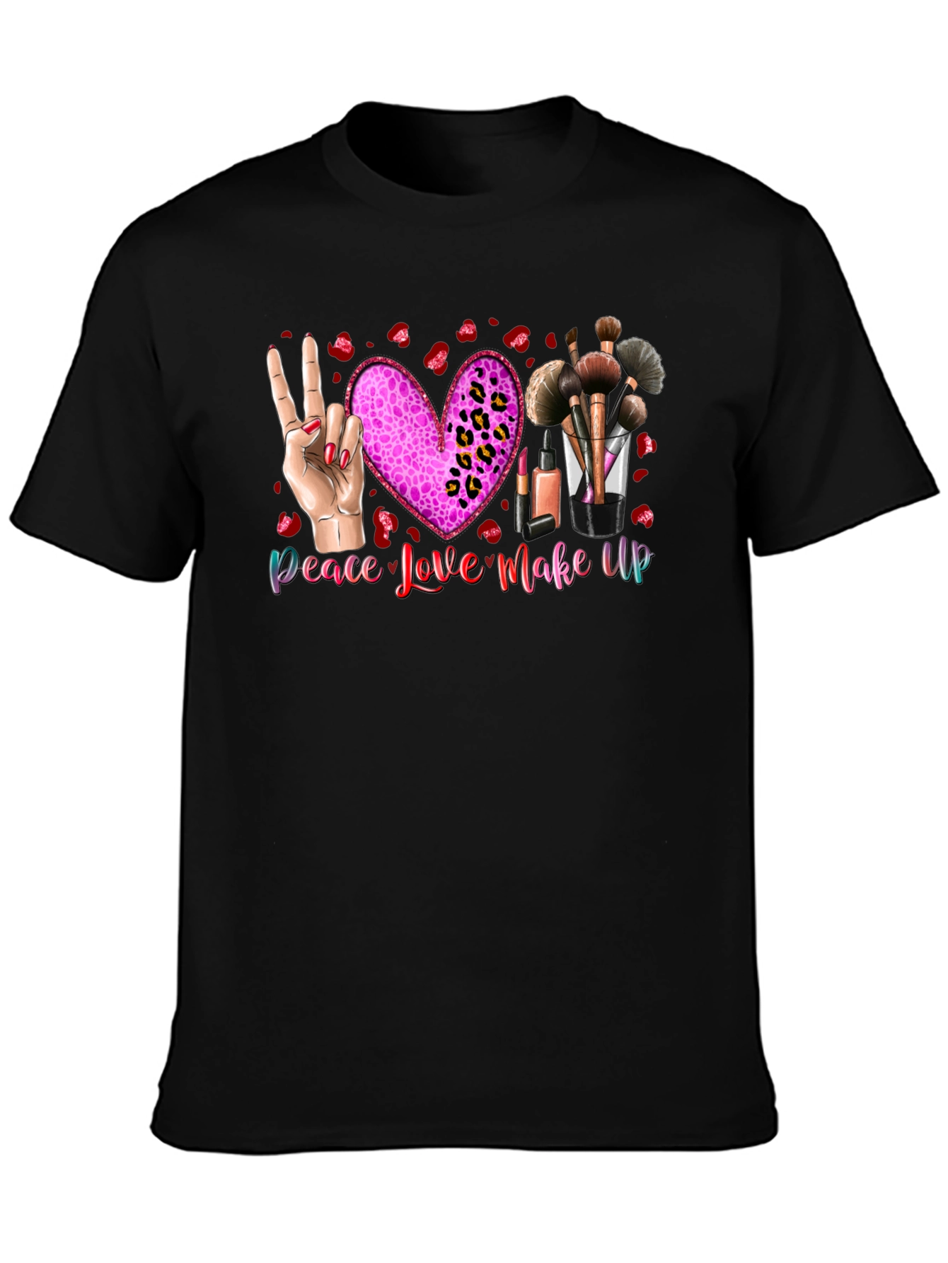 Peace Love Makeup T-Shirt Beauty Graphic Tee