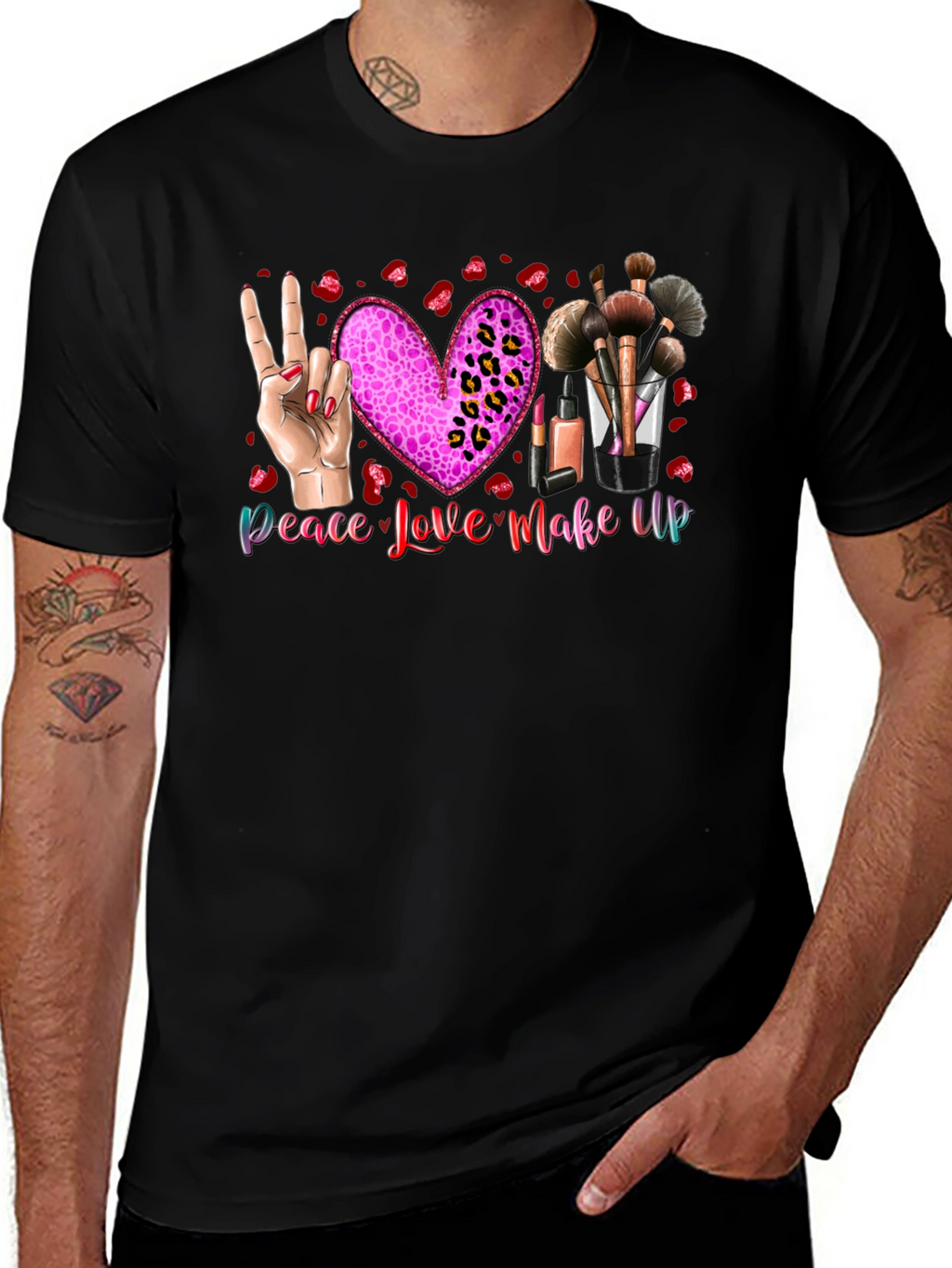 Peace Love Makeup T-Shirt Beauty Graphic Tee