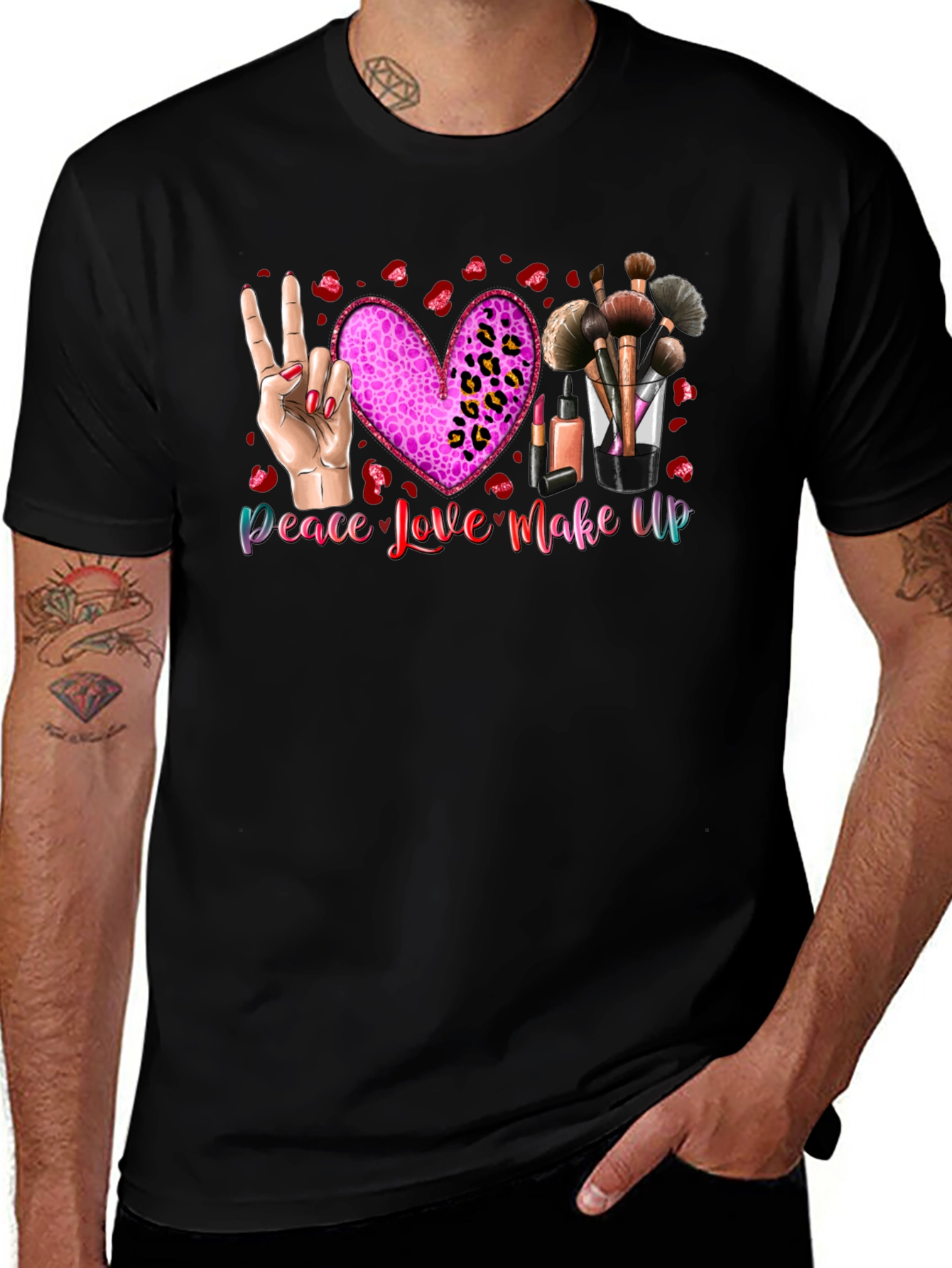 Peace Love Makeup T-Shirt Beauty Graphic Tee