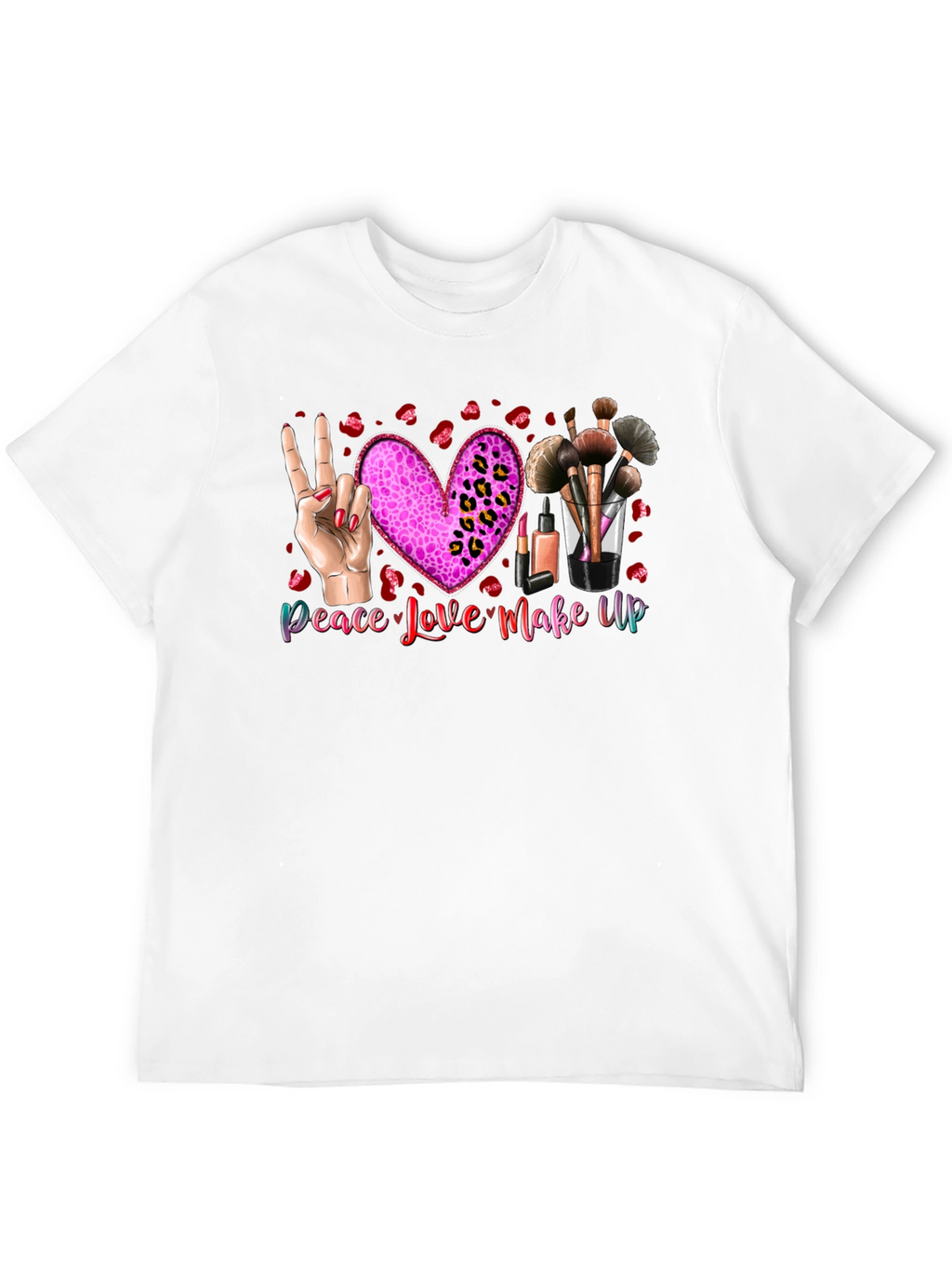 Peace Love Makeup T-Shirt Beauty Graphic Tee