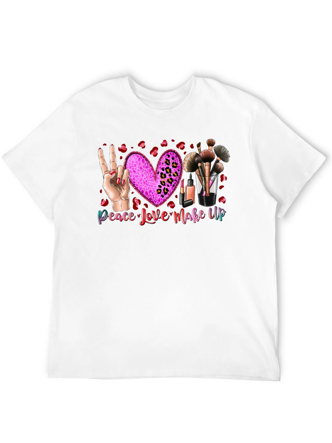Peace Love Makeup T-Shirt Beauty Graphic Tee