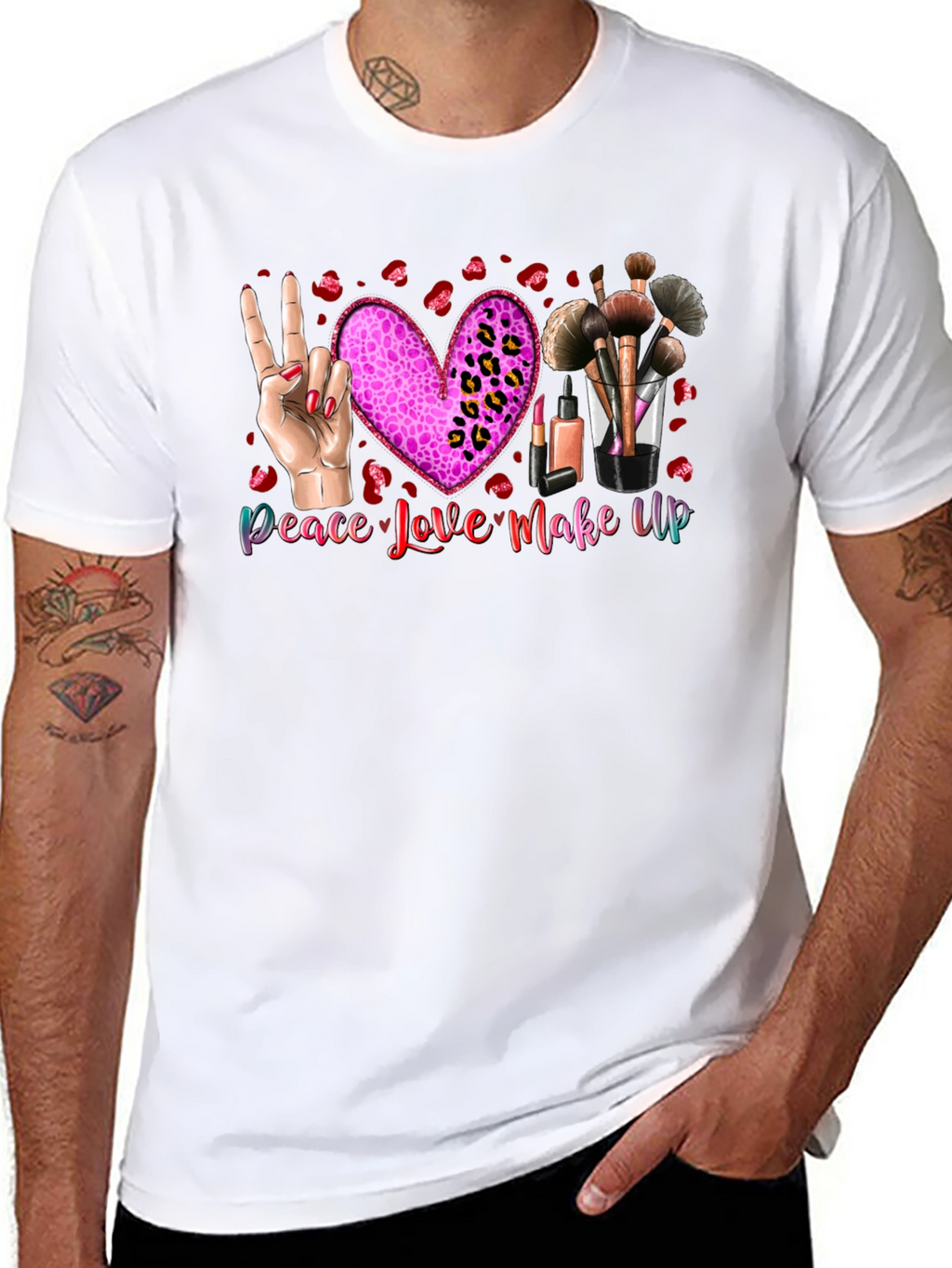 Peace Love Makeup T-Shirt Beauty Graphic Tee