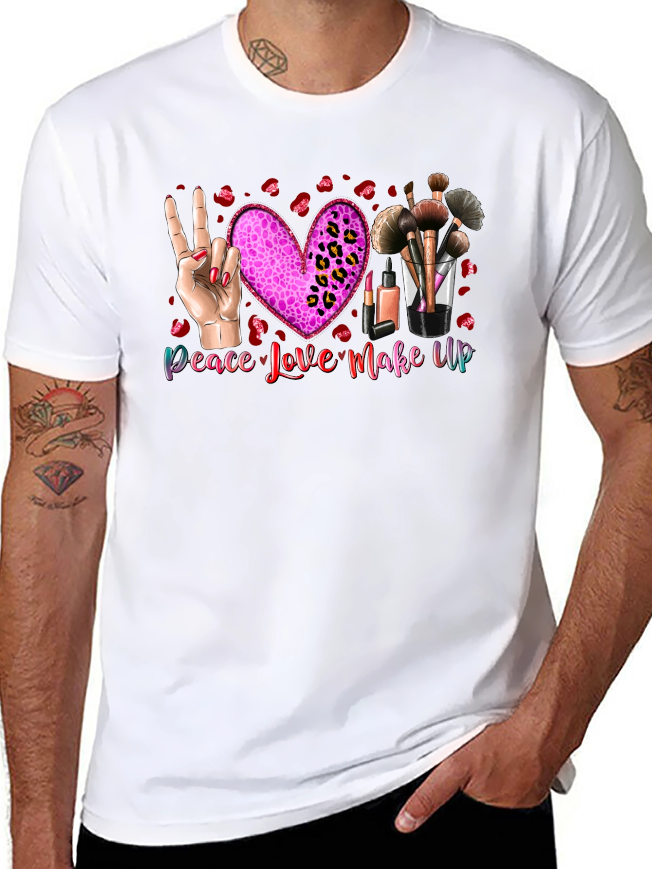 Peace Love Makeup T-Shirt Beauty Graphic Tee