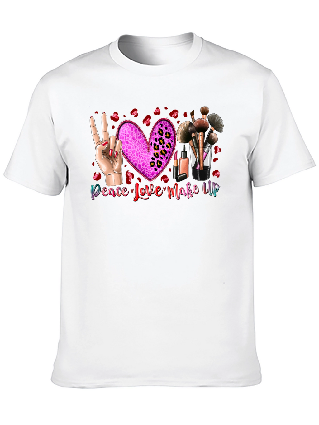 Peace Love Makeup T-Shirt Beauty Graphic Tee