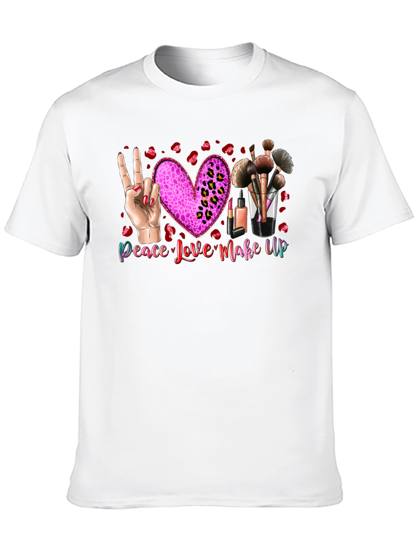 Peace Love Makeup T-Shirt Beauty Graphic Tee