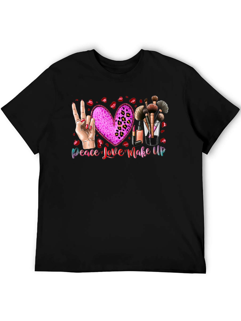 Peace Love Makeup T-Shirt Beauty Graphic Tee
