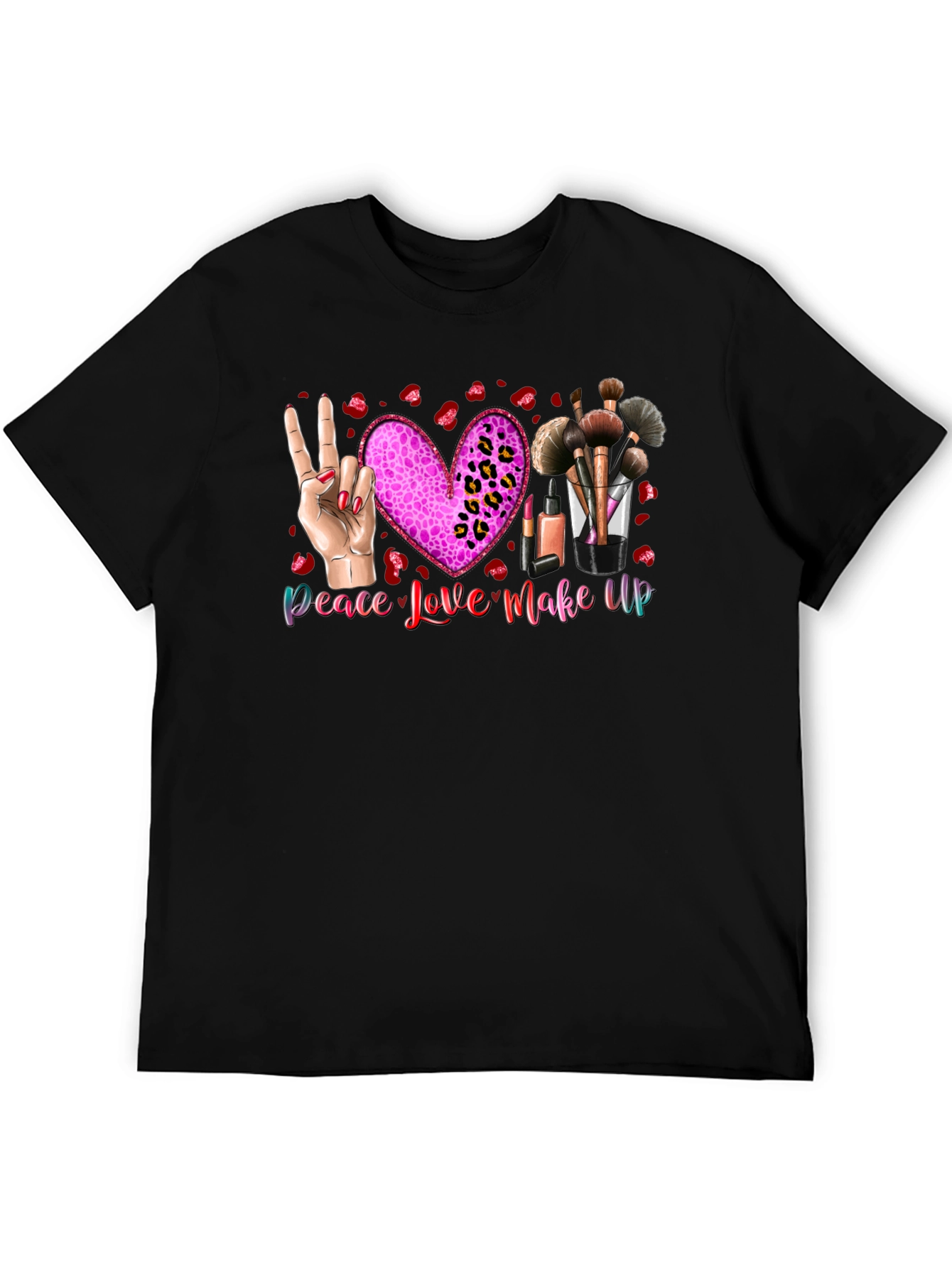 Peace Love Makeup T-Shirt Beauty Graphic Tee