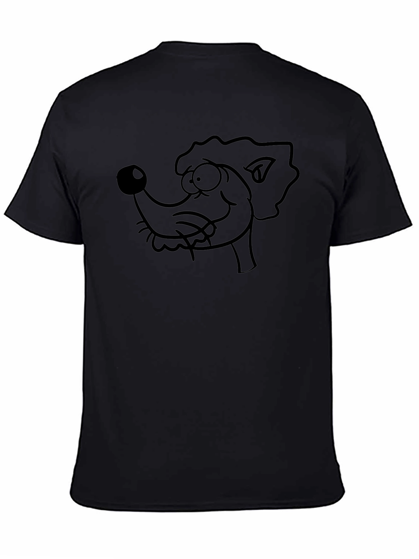 Cartoon Dog Graphic Tee - Black Cotton Casual T-Shirt