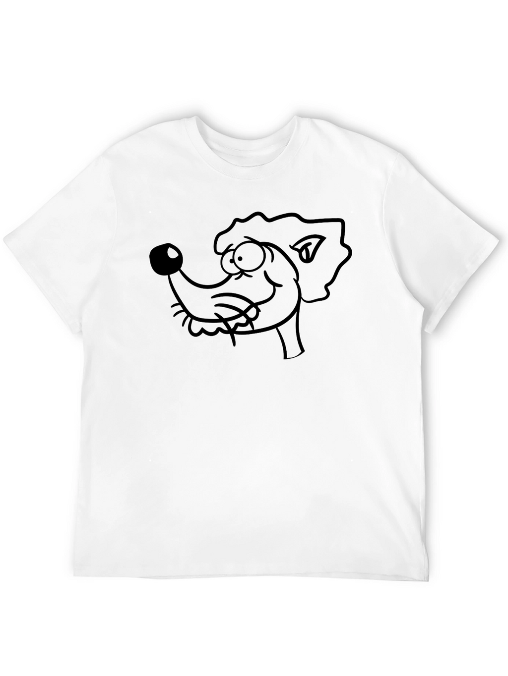 Cartoon Dog Graphic Tee - Black Cotton Casual T-Shirt