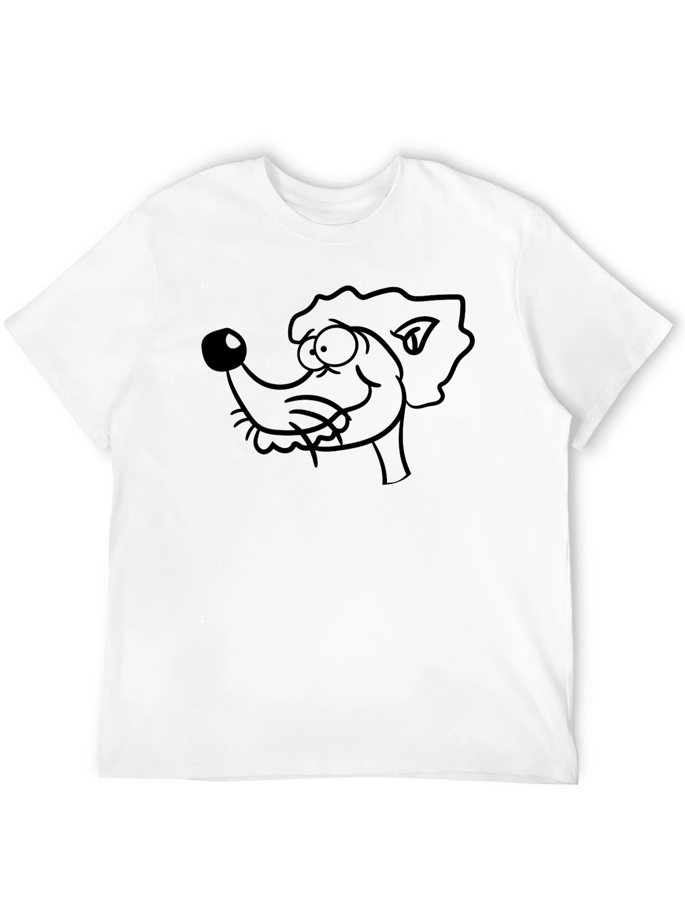 Cartoon Dog Graphic Tee - Black Cotton Casual T-Shirt
