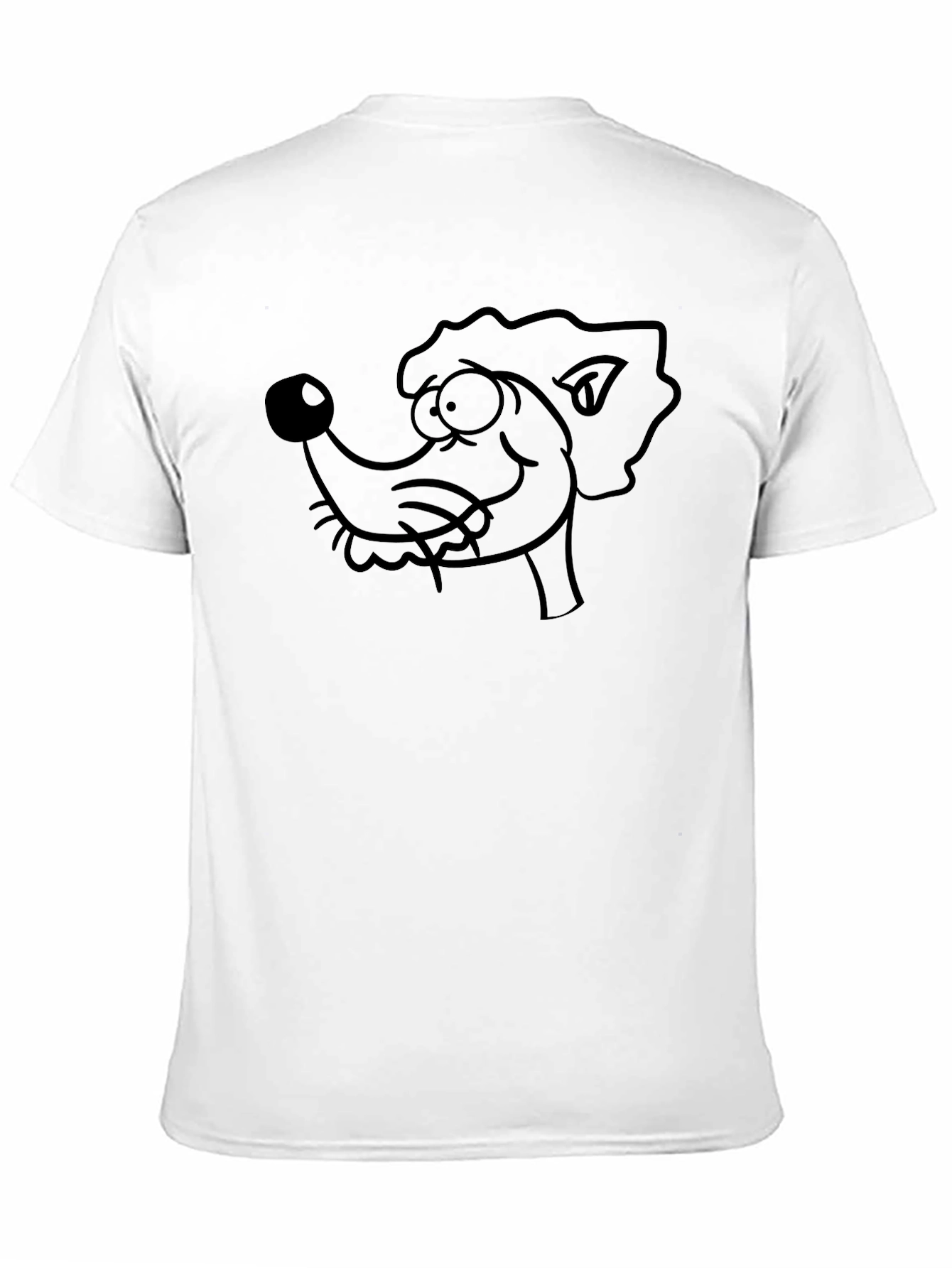 Cartoon Dog Graphic Tee - Black Cotton Casual T-Shirt