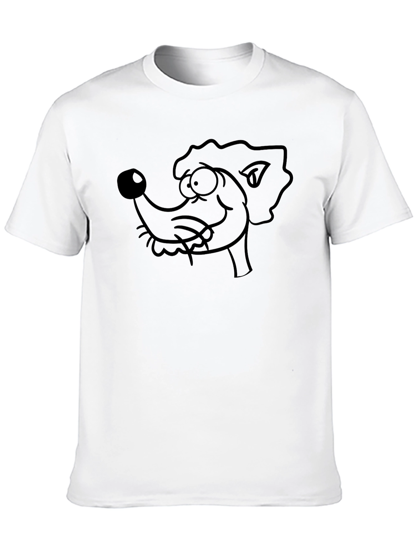 Cartoon Dog Graphic Tee - Black Cotton Casual T-Shirt