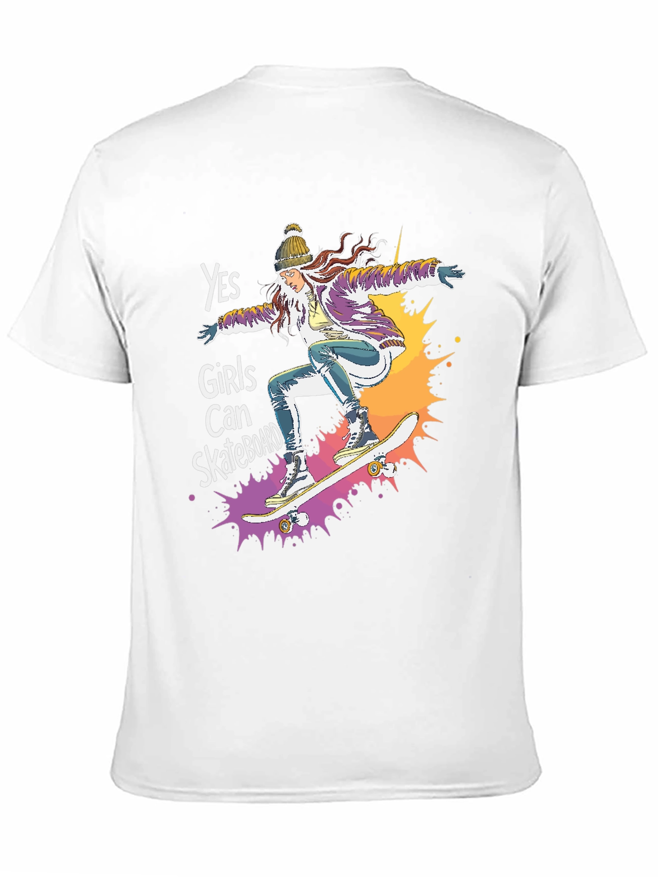 Yes Girls Can Skateboard Tee - Graphic Print Unisex T-Shirt