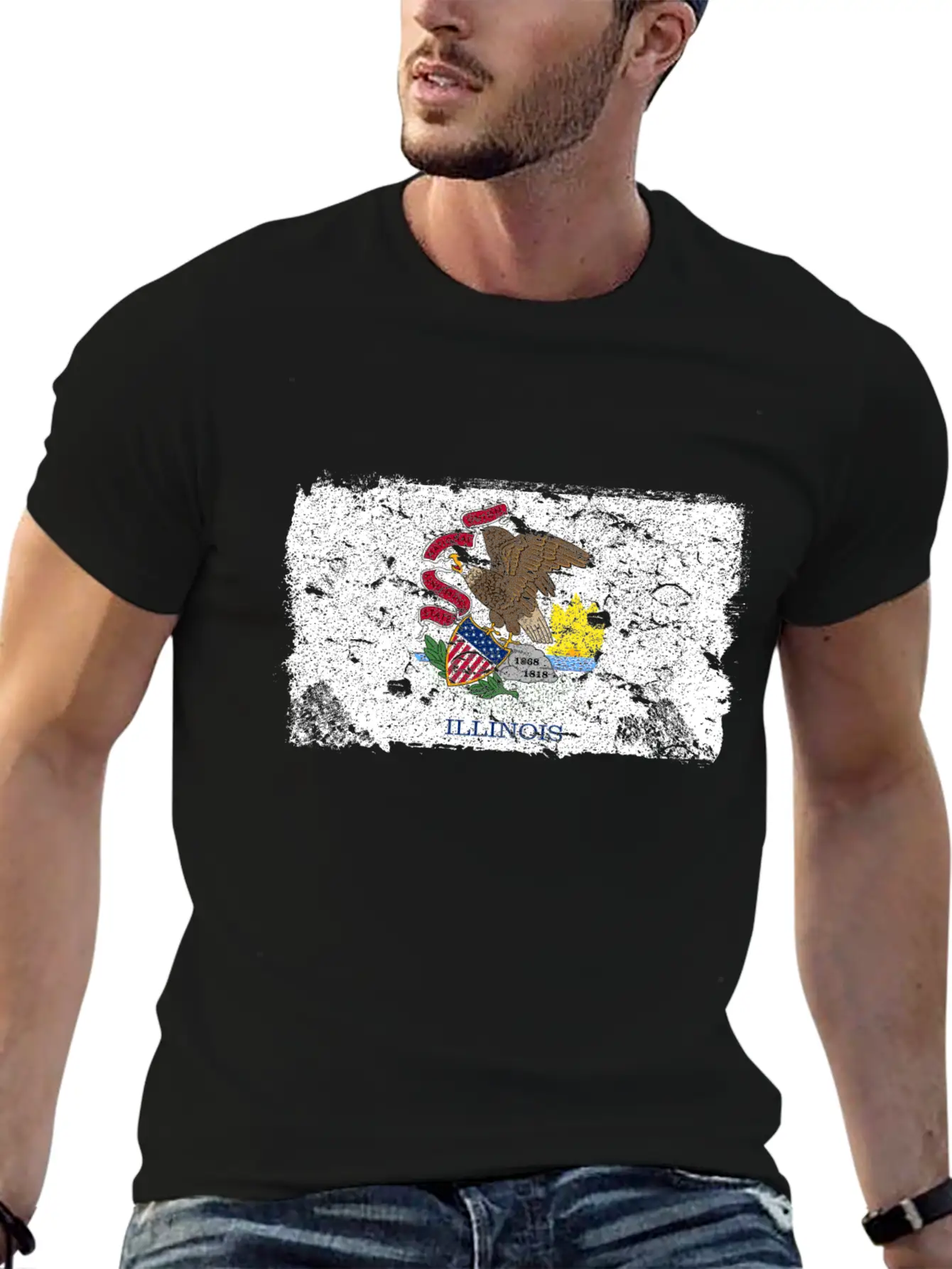 Illinois Vintage Flag Unisex Casual T-Shirt – Clean Design For Daily Comfort