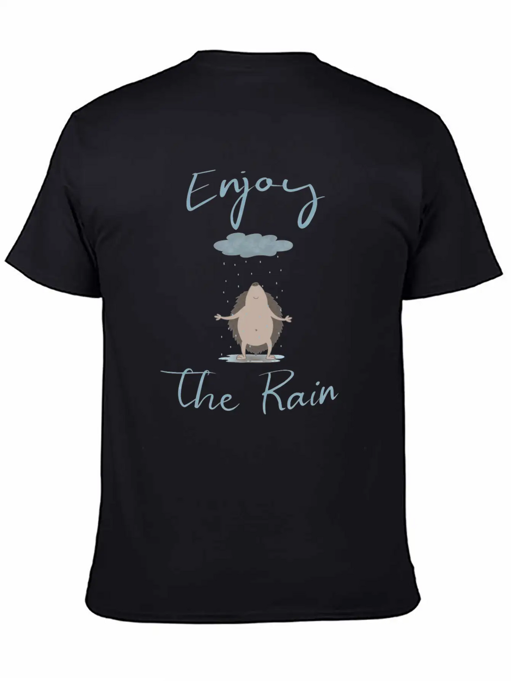 Illustrated Hedgehog In The Rain Unisex Casual T-Shirt – Clean Design For Daily Comfort