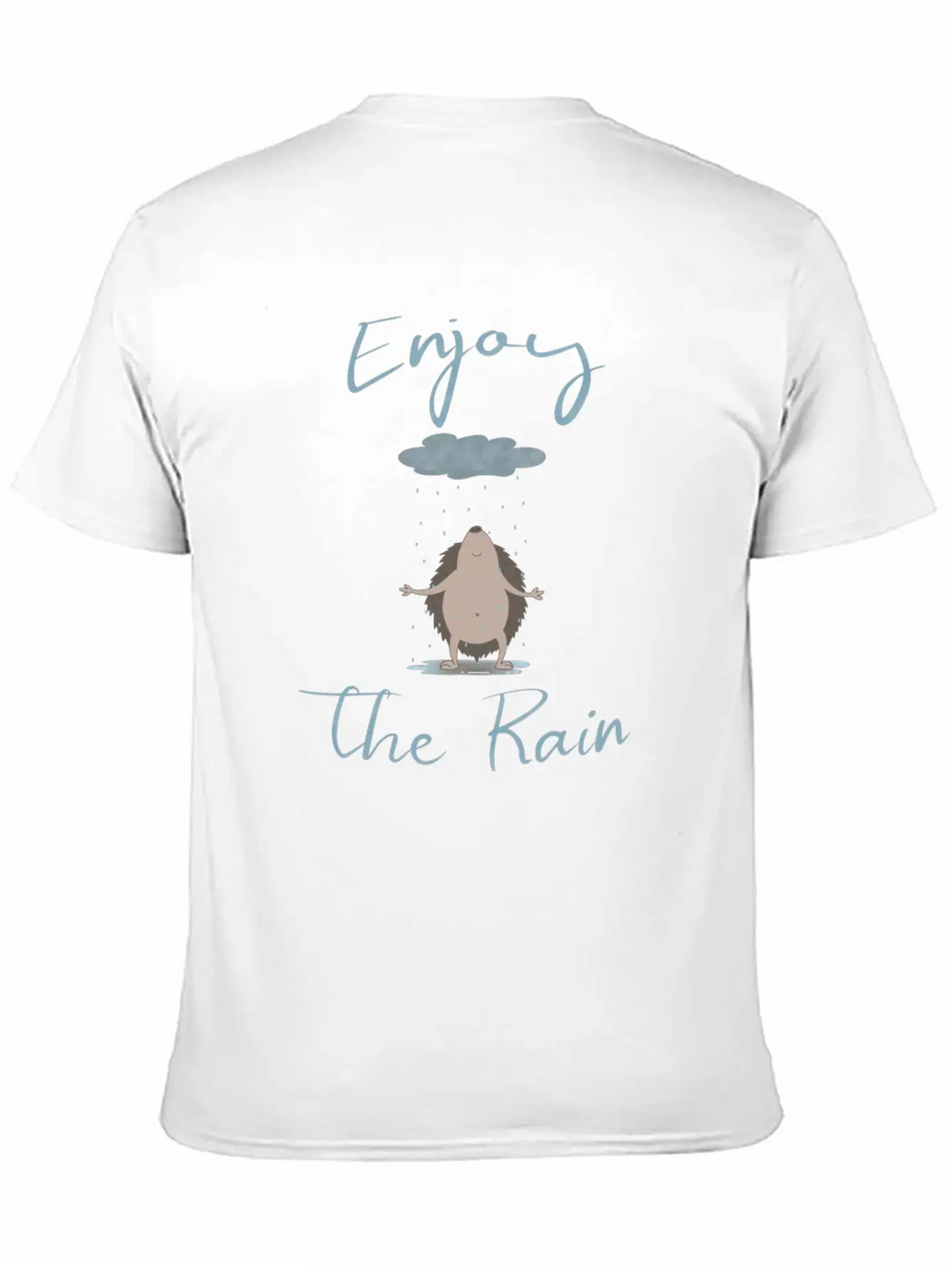 Illustrated Hedgehog In The Rain Unisex Casual T-Shirt – Clean Design For Daily Comfort