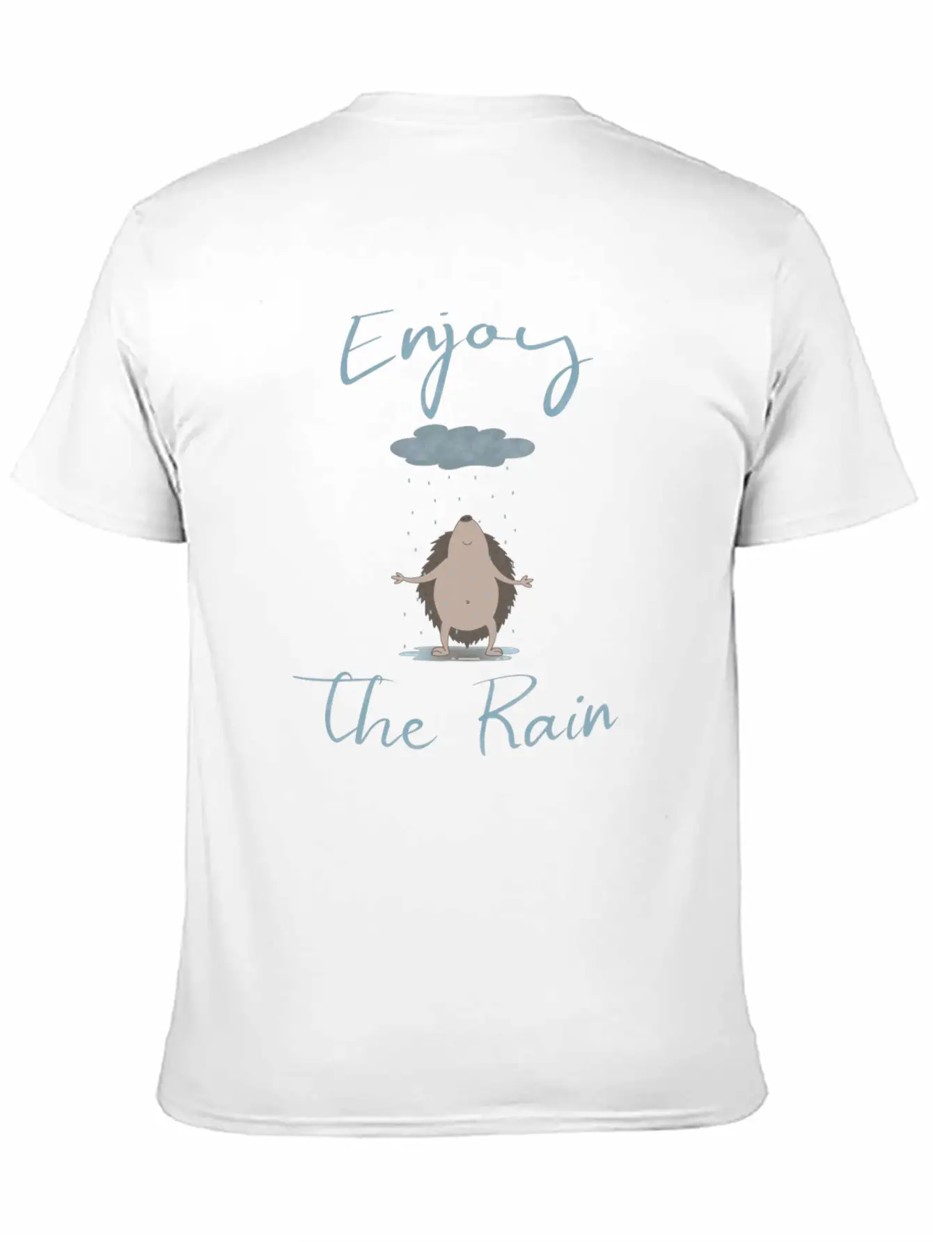 Illustrated Hedgehog In The Rain Unisex Casual T-Shirt – Clean Design For Daily Comfort