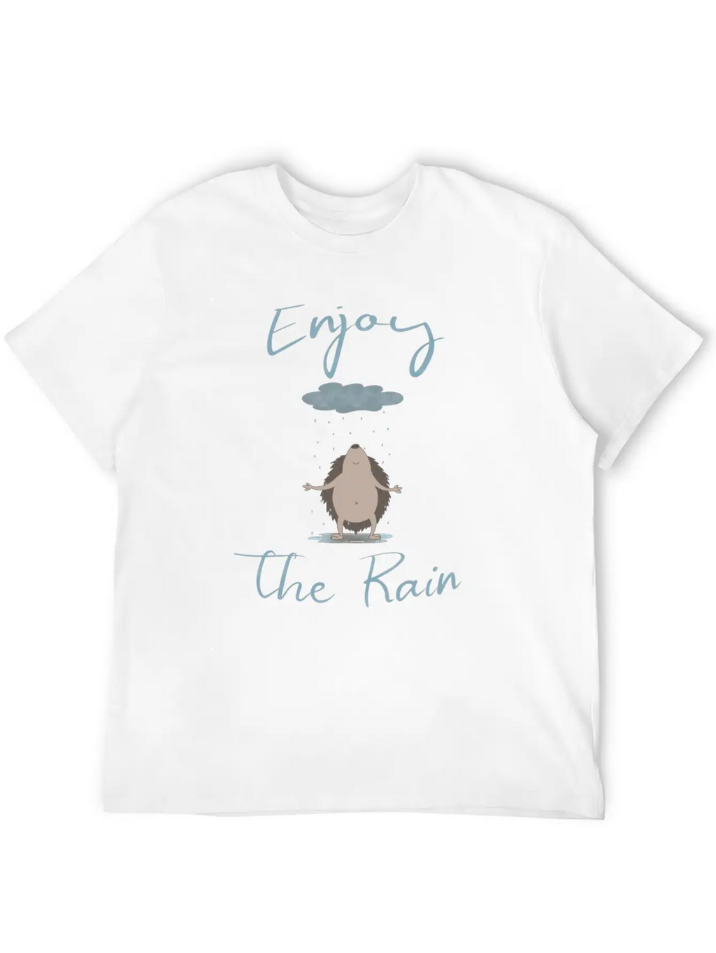 Illustrated Hedgehog In The Rain Unisex Casual T-Shirt – Clean Design For Daily Comfort