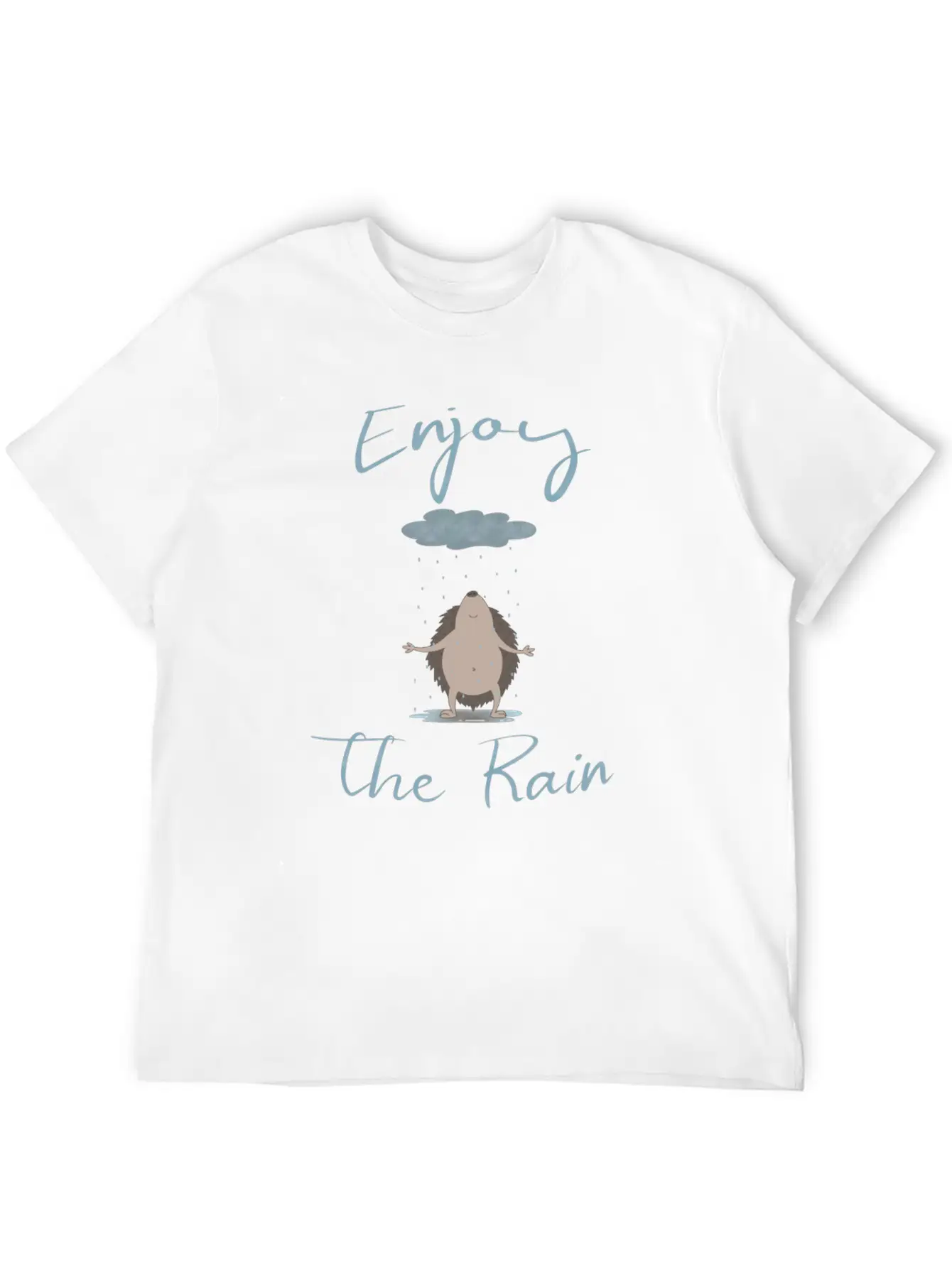Illustrated Hedgehog In The Rain Unisex Casual T-Shirt – Clean Design For Daily Comfort