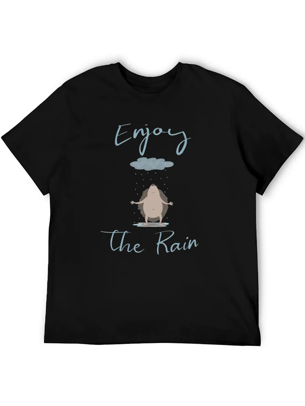 Illustrated Hedgehog In The Rain Unisex Casual T-Shirt – Clean Design For Daily Comfort
