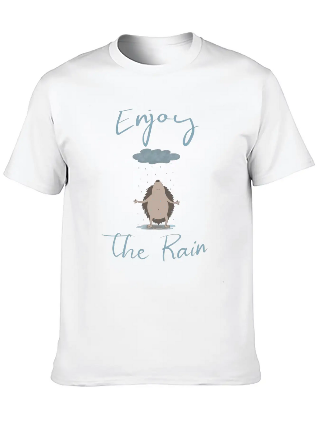 Illustrated Hedgehog In The Rain Unisex Casual T-Shirt – Clean Design For Daily Comfort