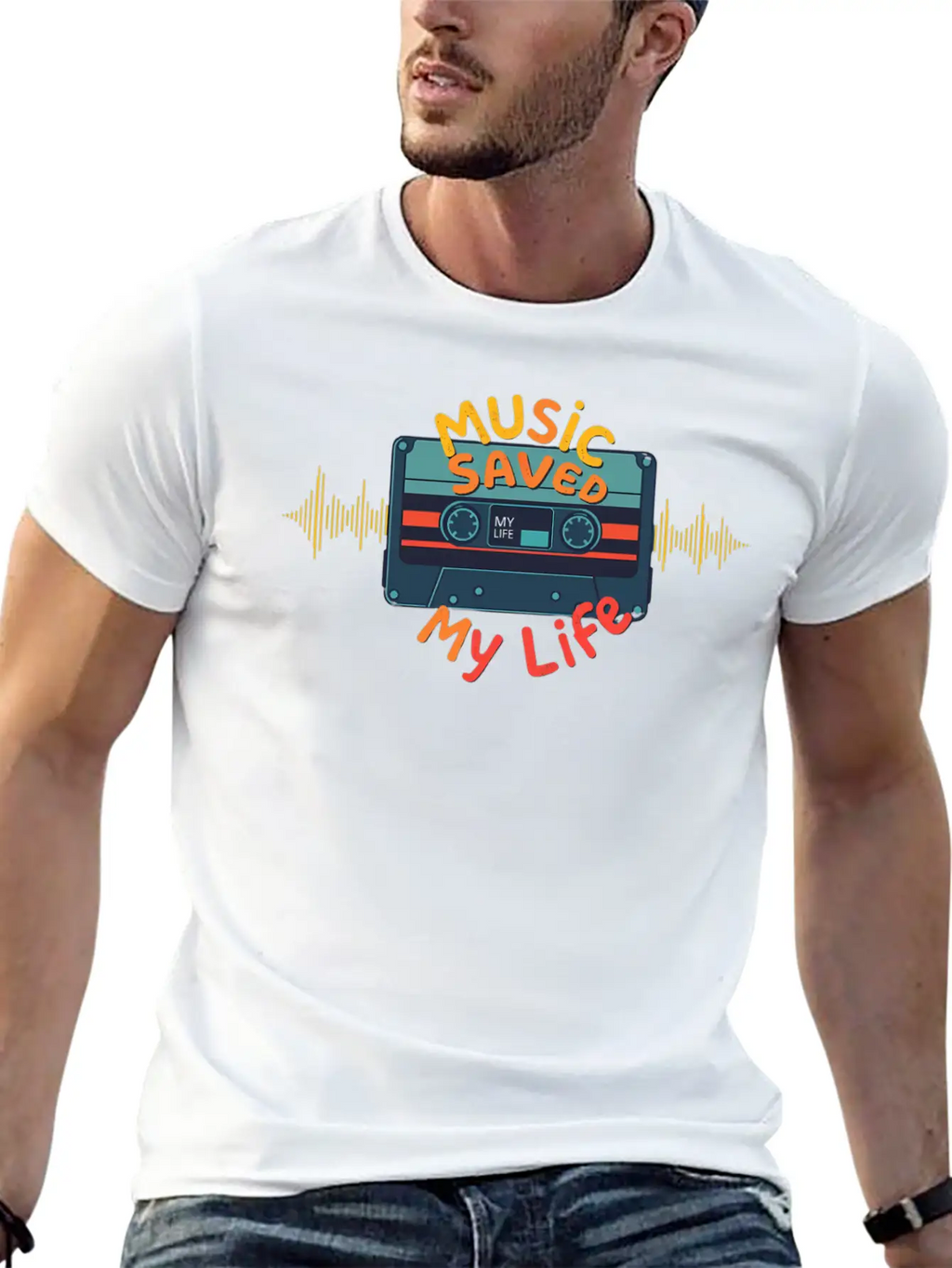Illustration Of A Vintage Cassette Tape Unrolli Breathable Soft Cotton T-Shirt – Timeless Casual Look