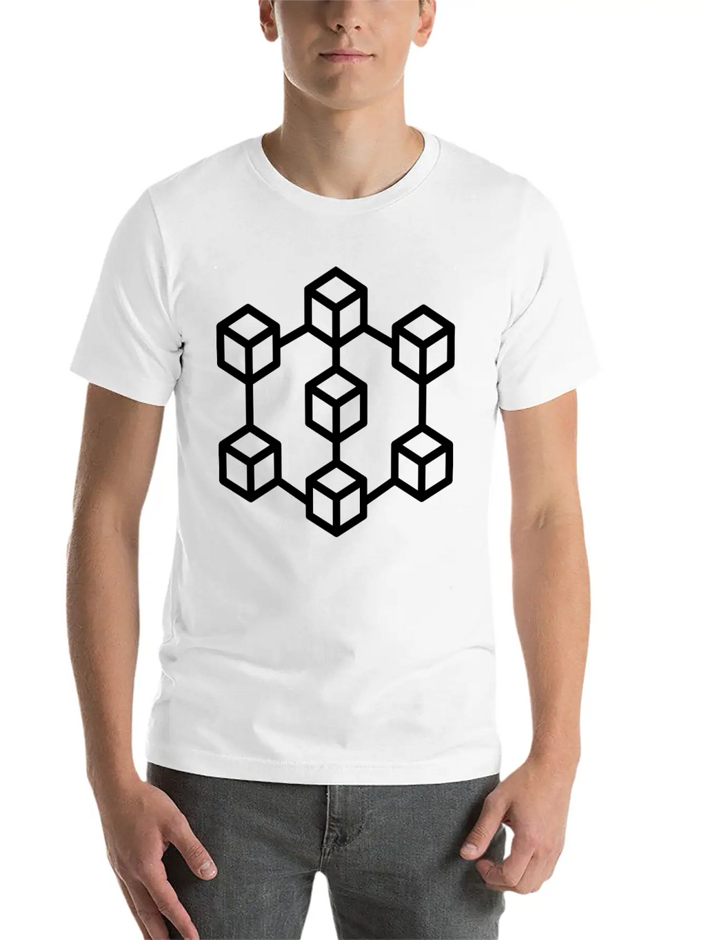 Illustration Of Blockchain Crypto Classic Fit Graphic Tee For Daily Comfort – Unisex Cotton Shirt