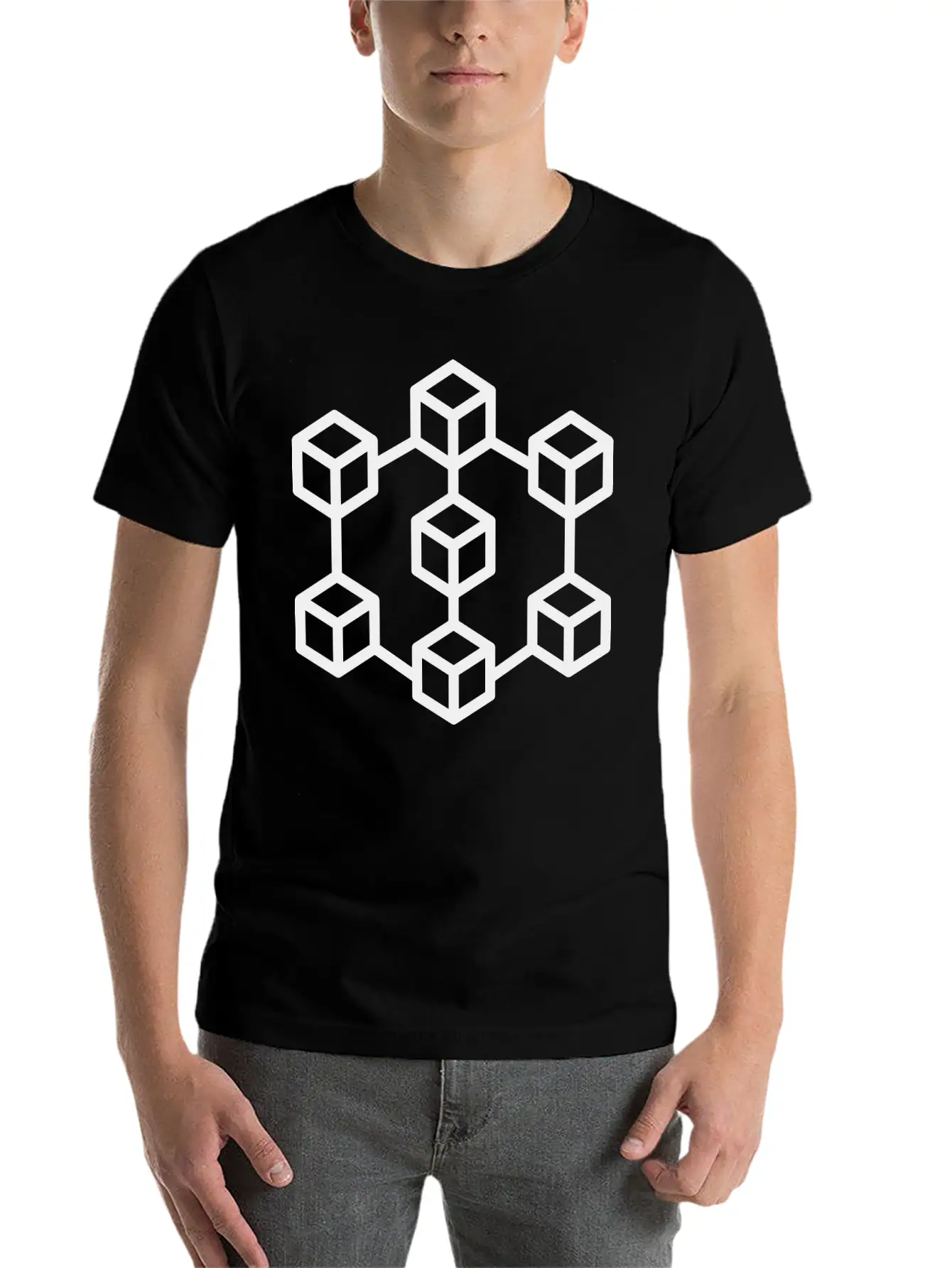 Illustration Of Blockchain Crypto Classic Fit Graphic Tee For Daily Comfort – Unisex Cotton Shirt