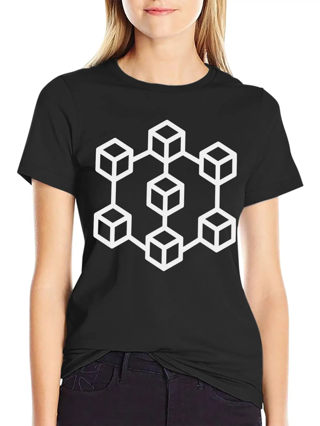 Illustration Of Blockchain Crypto Classic Fit Graphic Tee For Daily Comfort – Unisex Cotton Shirt