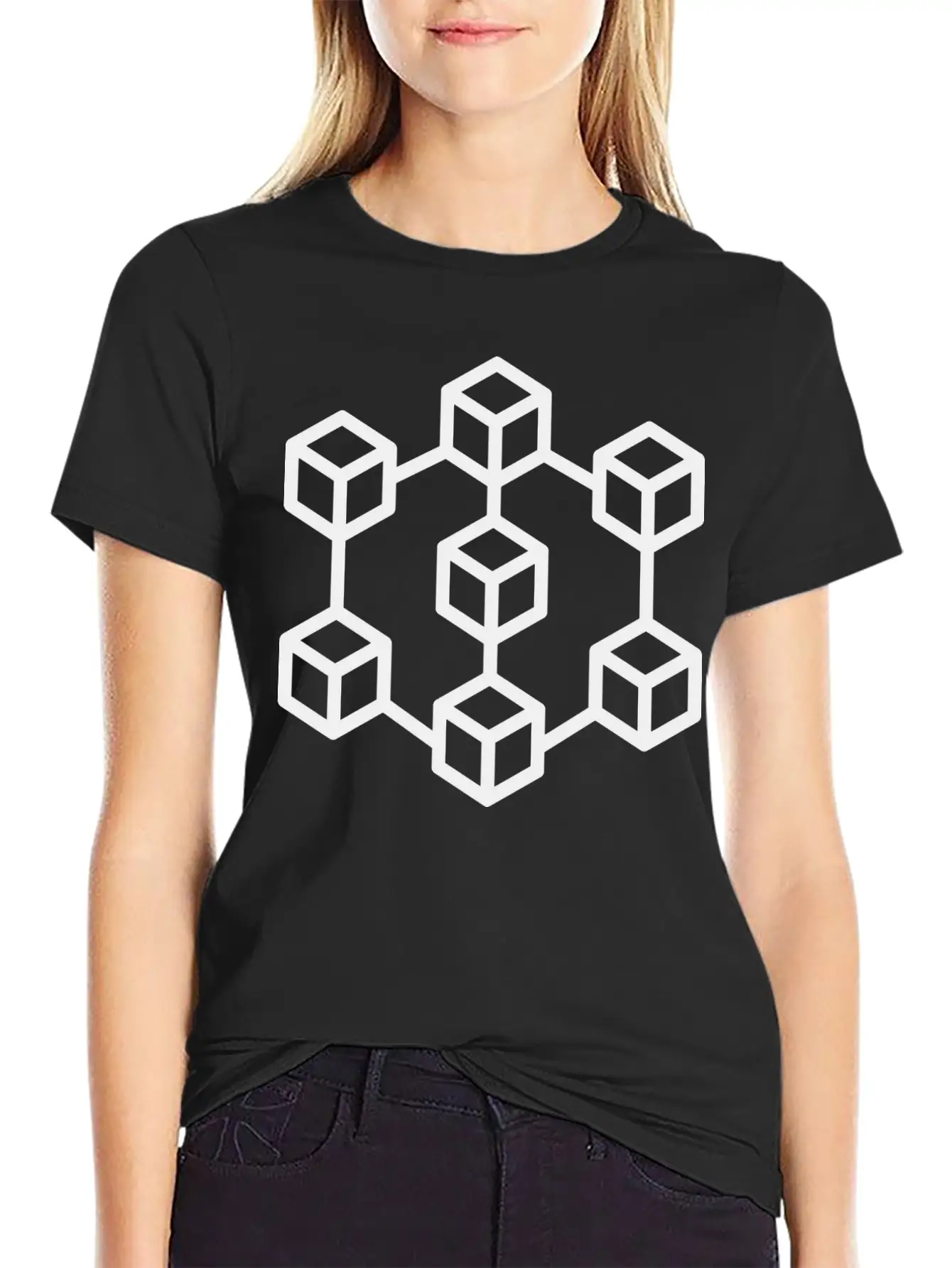 Illustration Of Blockchain Crypto Classic Fit Graphic Tee For Daily Comfort – Unisex Cotton Shirt
