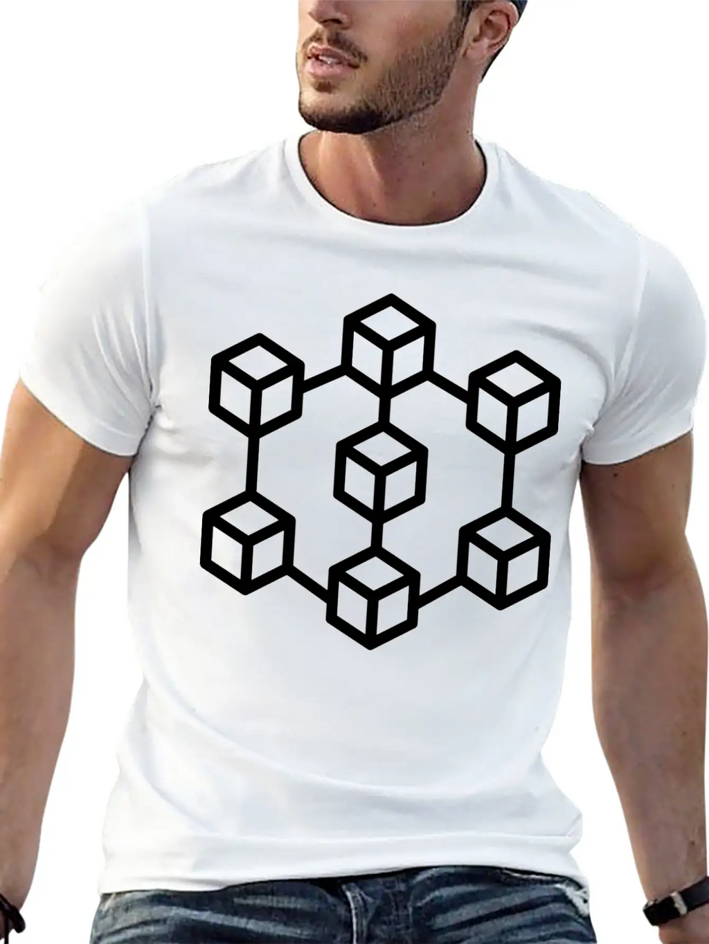Illustration Of Blockchain Crypto Classic Fit Graphic Tee For Daily Comfort – Unisex Cotton Shirt